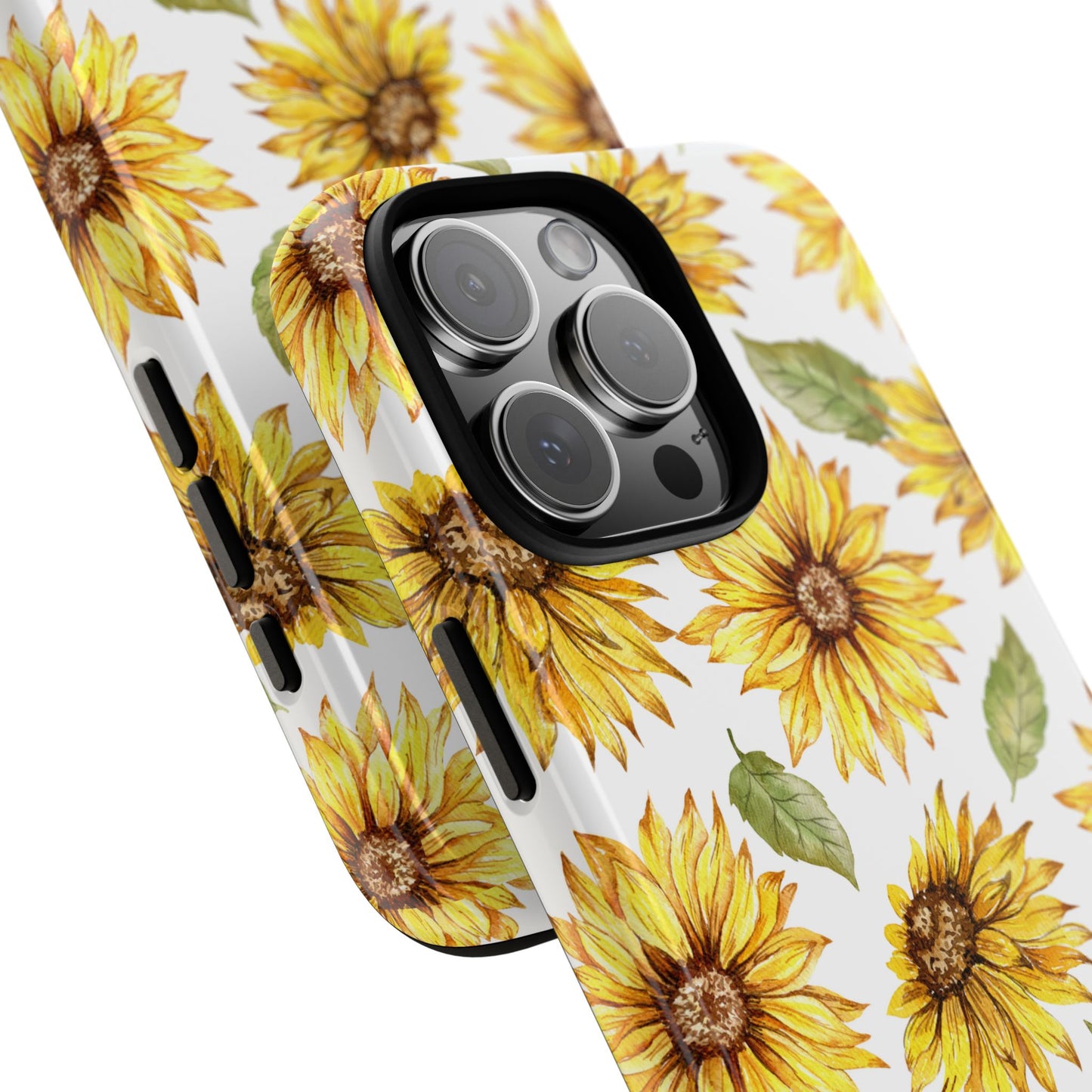 Sunflower Floral Tough Phone Case - Watercolor Botanical Print, Bright Nature Aesthetic, Compatible with iPhone, Galaxy, and Google Phones