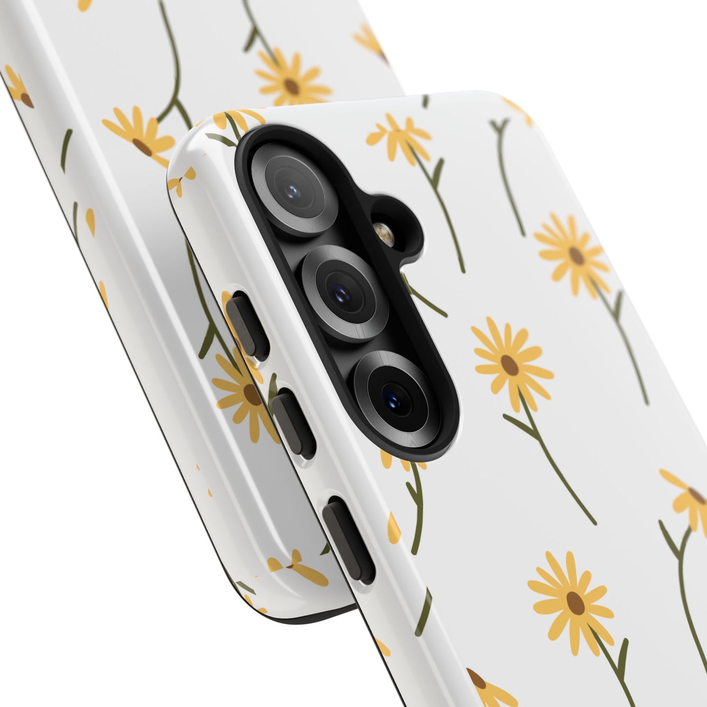 Sunflower Floral Tough Phone Case - Minimal Daisy-Inspired Print, Simple Botanical Aesthetic, Compatible with iPhone, Galaxy, and Google