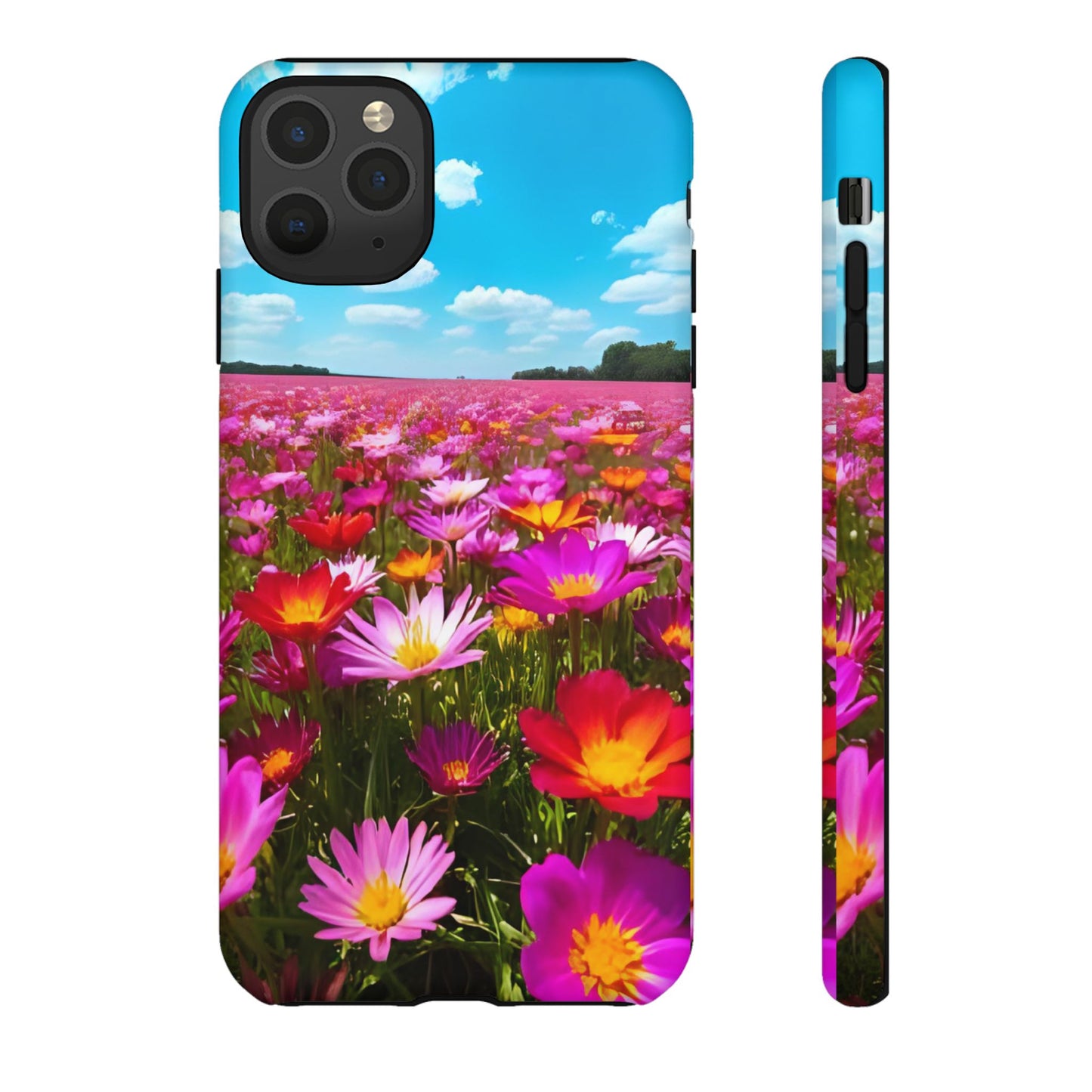 Flower Field Tough Phone Case - Wildflower Meadow Print, Colorful Nature Aesthetic, Compatible with iPhone, Galaxy, and Google Phones