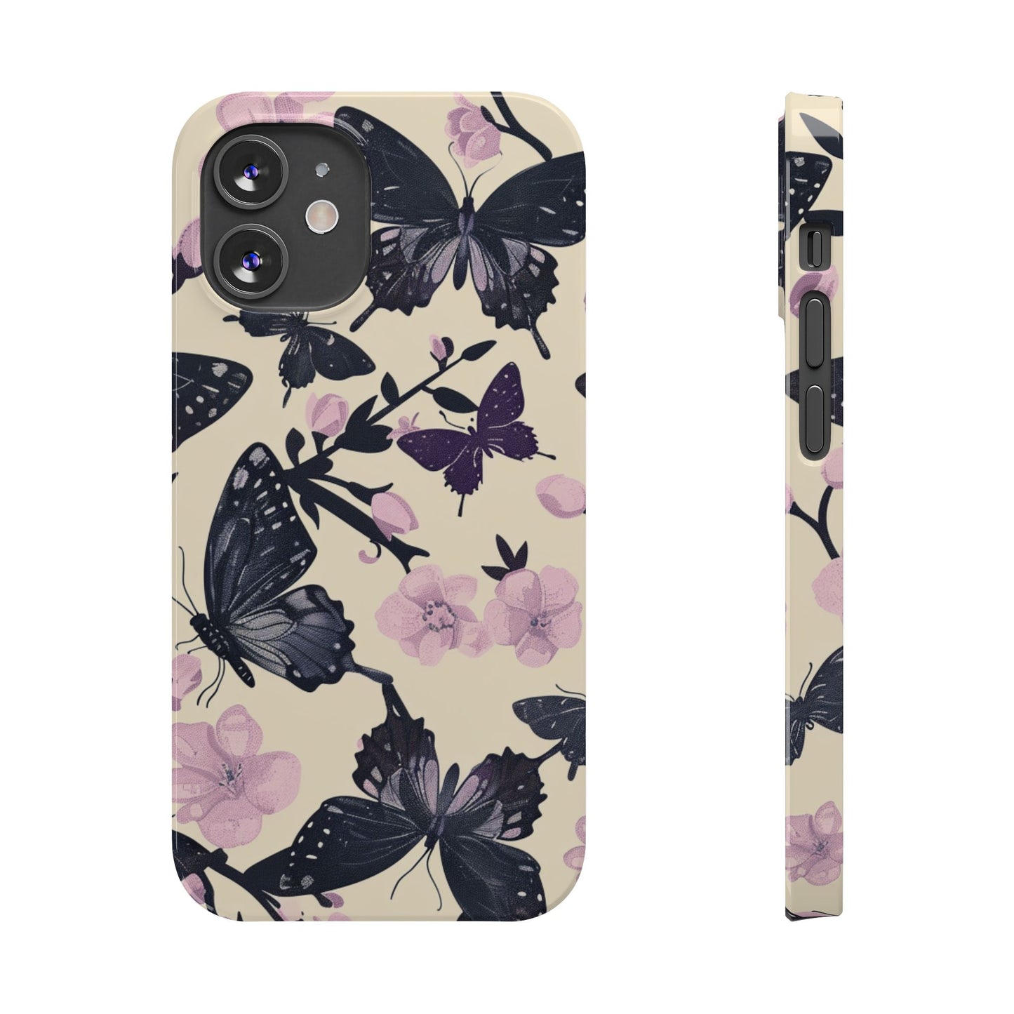 Butterfly Floral Slim Phone Cases, Elegant Butterfly Design, Nature Lover Gift, Phone Accessory, Stylish Cases for Women