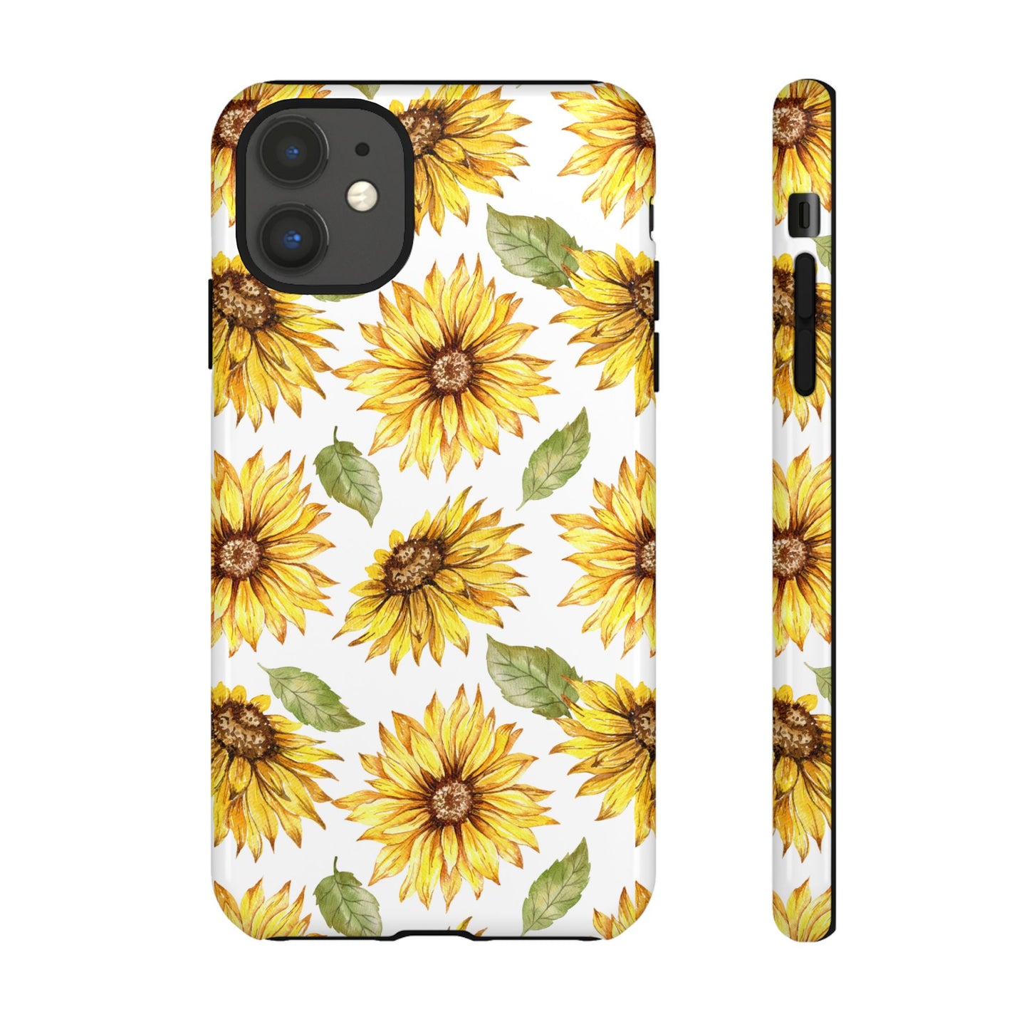 Sunflower Floral Tough Phone Case - Watercolor Botanical Print, Bright Nature Aesthetic, Compatible with iPhone, Galaxy, and Google Phones
