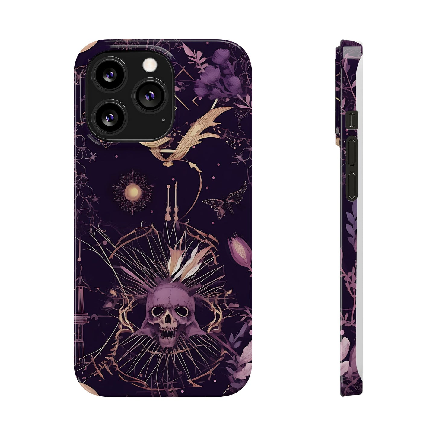 Gothic Floral Slim Phone Cases, Ghostly Style Mobile Cover, Dark Aesthetic Gift, Unique Protective Case, Perfect for Halloween