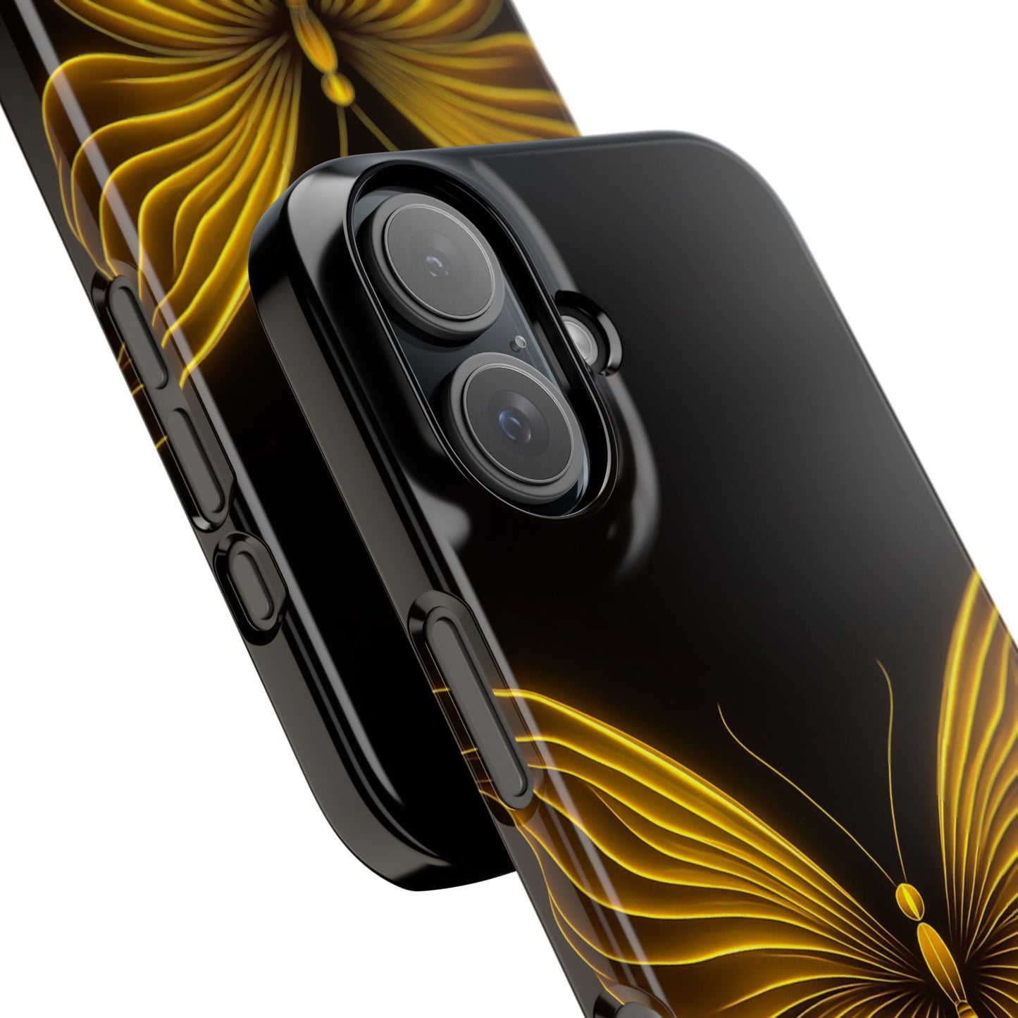 Golden Butterfly Phone Case, Elegant Insect Art, Black Aesthetic Slim Phone Case Compatible with iPhone, Galaxy, Google