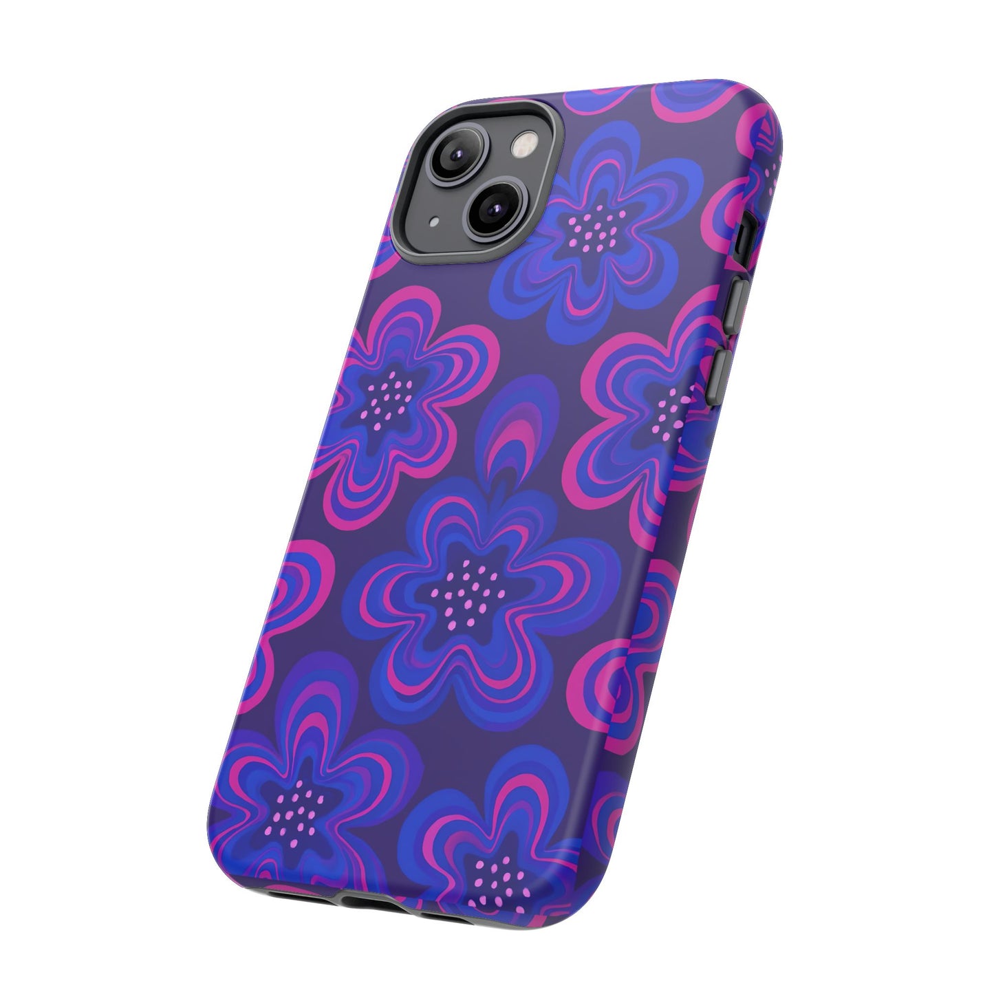 Retro Swirl Flower Tough Phone Case - Groovy Psychedelic Floral Pattern, Funky Vintage Aesthetic, Compatible with iPhone, Galaxy, and Google