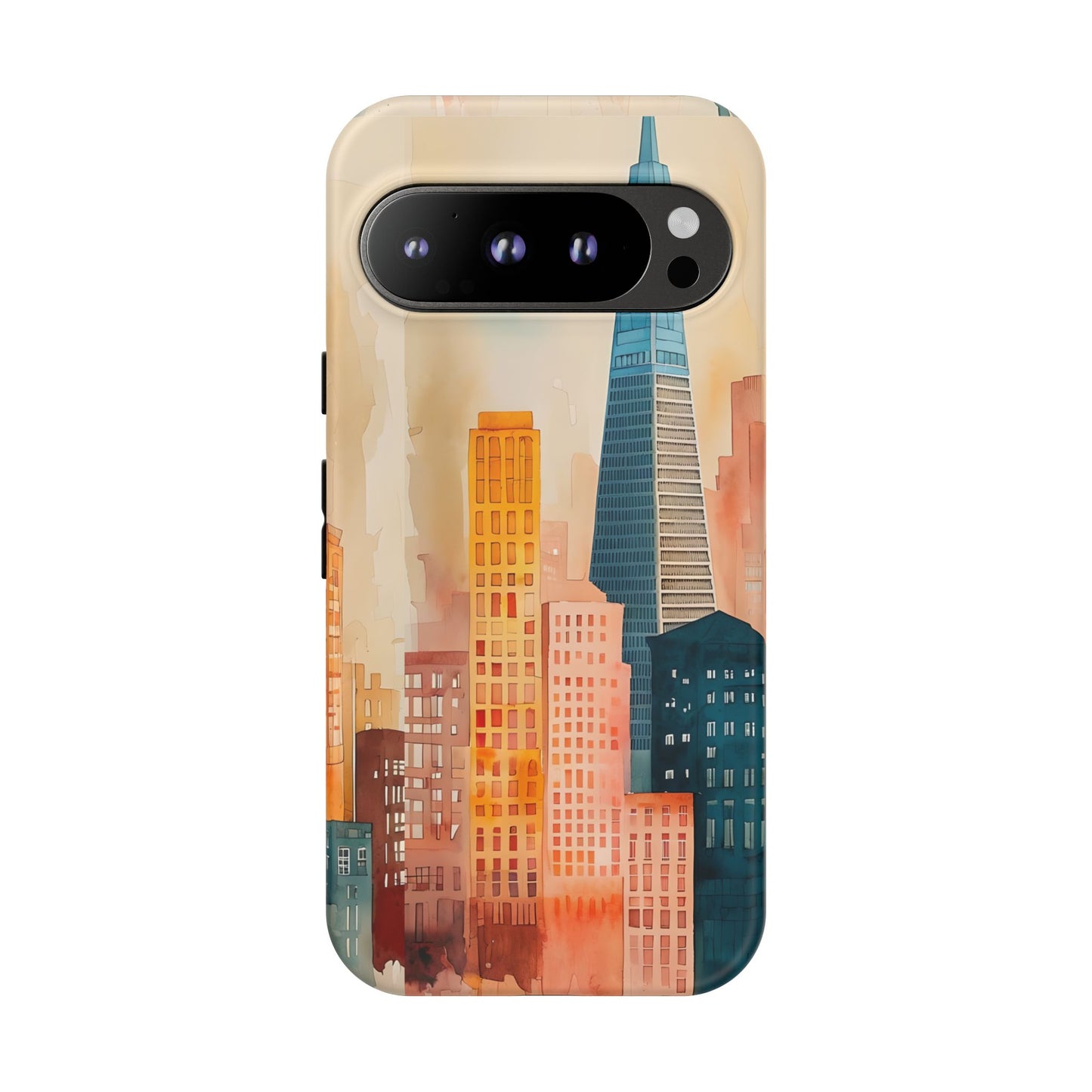 San Francisco Cityscape Tough Phone Case - Tropical Skyline Aesthetic, Sunset Beach Urban Art, Compatible with iPhone, Galaxy, and Google