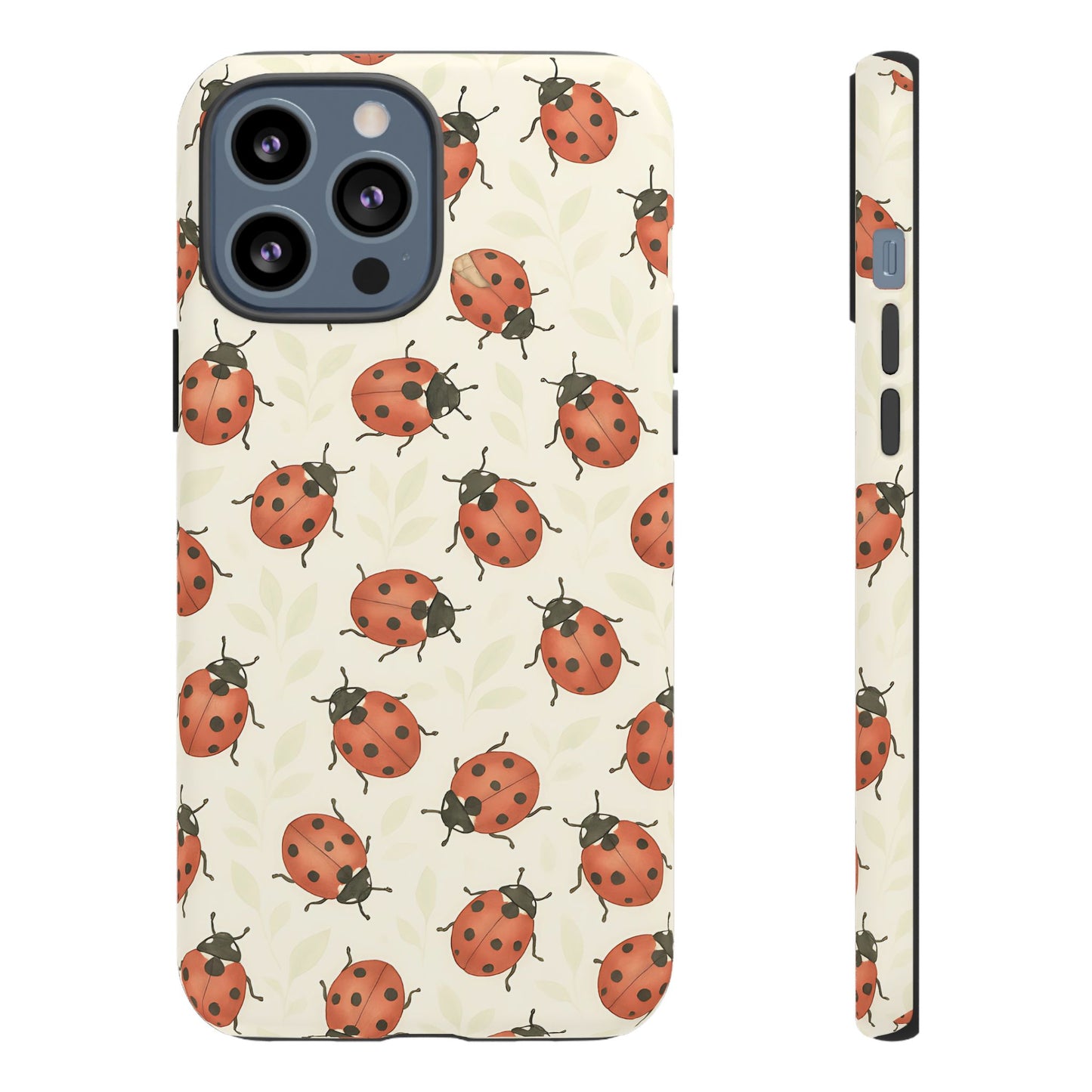 Ladybug Tough Phone Case - Cute Insect Aesthetic, Nature-Inspired Pattern Art, Compatible with iPhone, Galaxy, and Google Phones