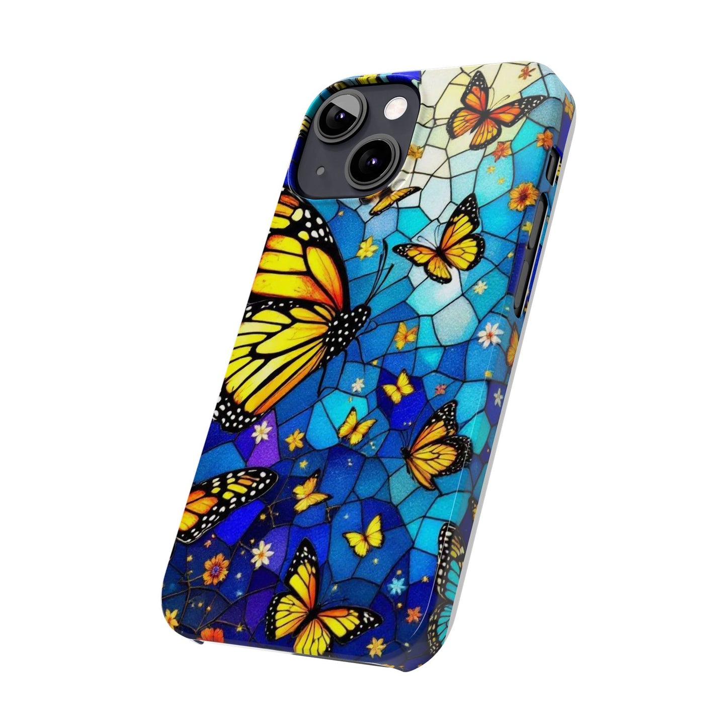 Butterfly Garden Slim Phone Case - Colorful Floral Design, Gift for Nature Lovers, Birthday Surprise, Eco-Friendly, Summer Vibes