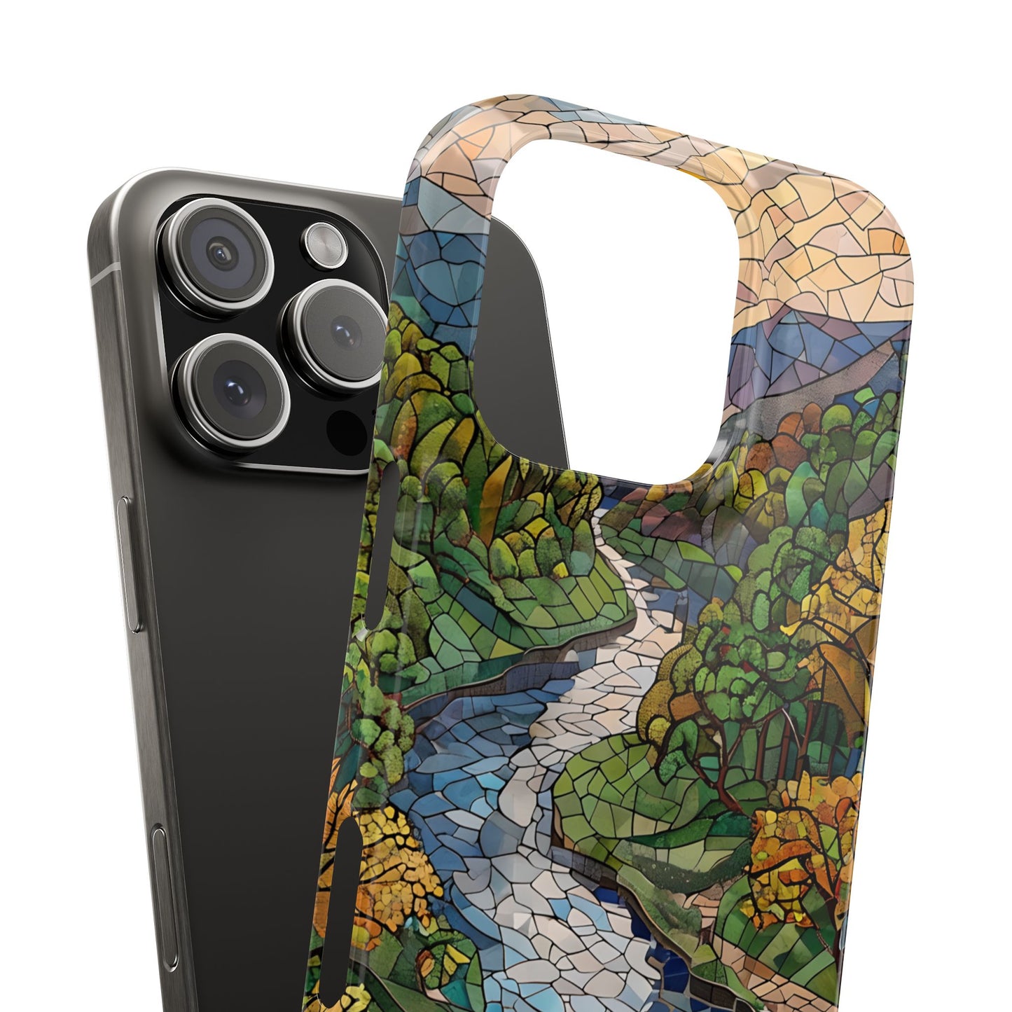 Cuyahoga Valley Mosaic Slim Phone Case, Midwest Forest Art, Scenic Nature Aesthetic, Unique Gift for Nature Lovers