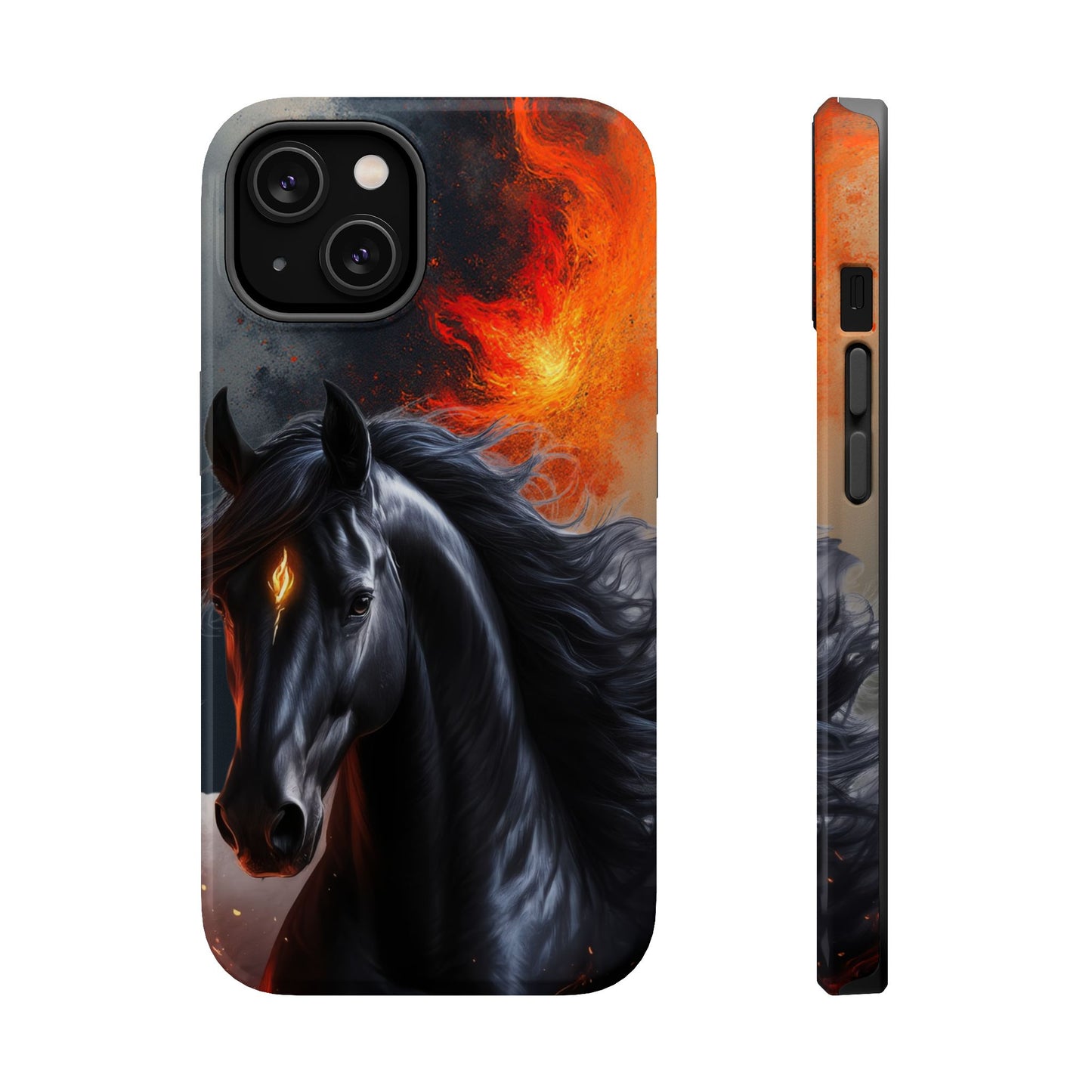Year of the Horse Black Art Magnetic Phone Case, Chinese Zodiac 2026 Design, compatible with iPhone 17 16 15 14 13