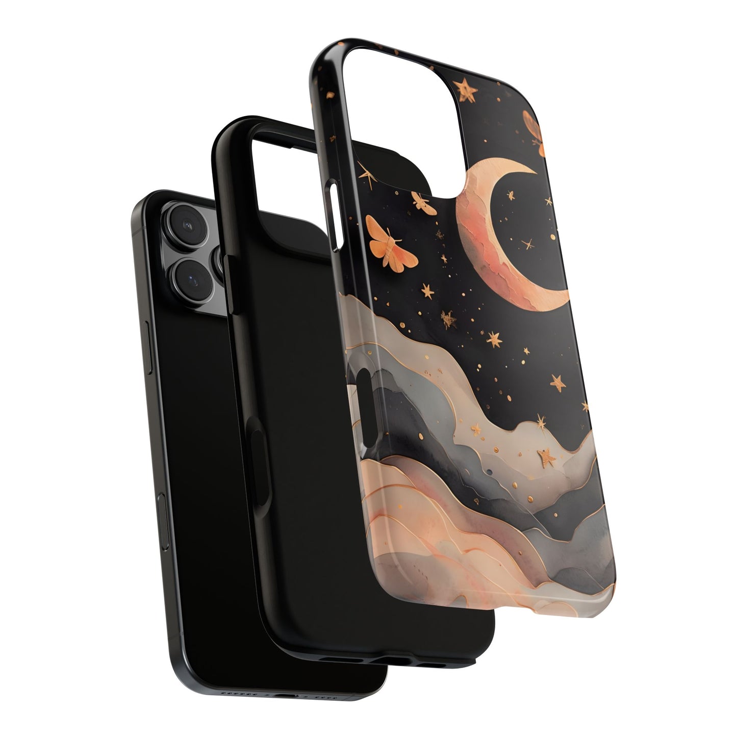 Moonlit Dream Tough Phone Case, Night Sky Art, Celestial Design, Moon Lovers, Compatible with iPhone 17, 16, 15, 14, 13, Galaxy, Google