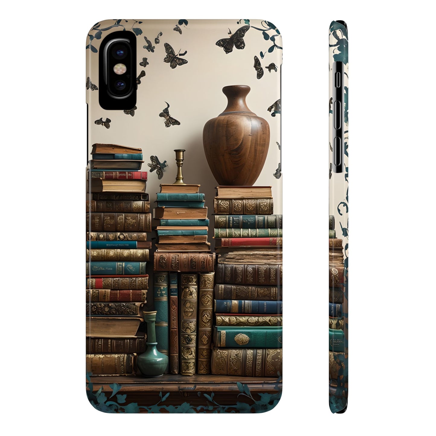 Bookshelf Butterfly Slim Phone Cases | Literary Gift, Reading Accessories, Unique Decor, Nature Lovers, Bookish Style