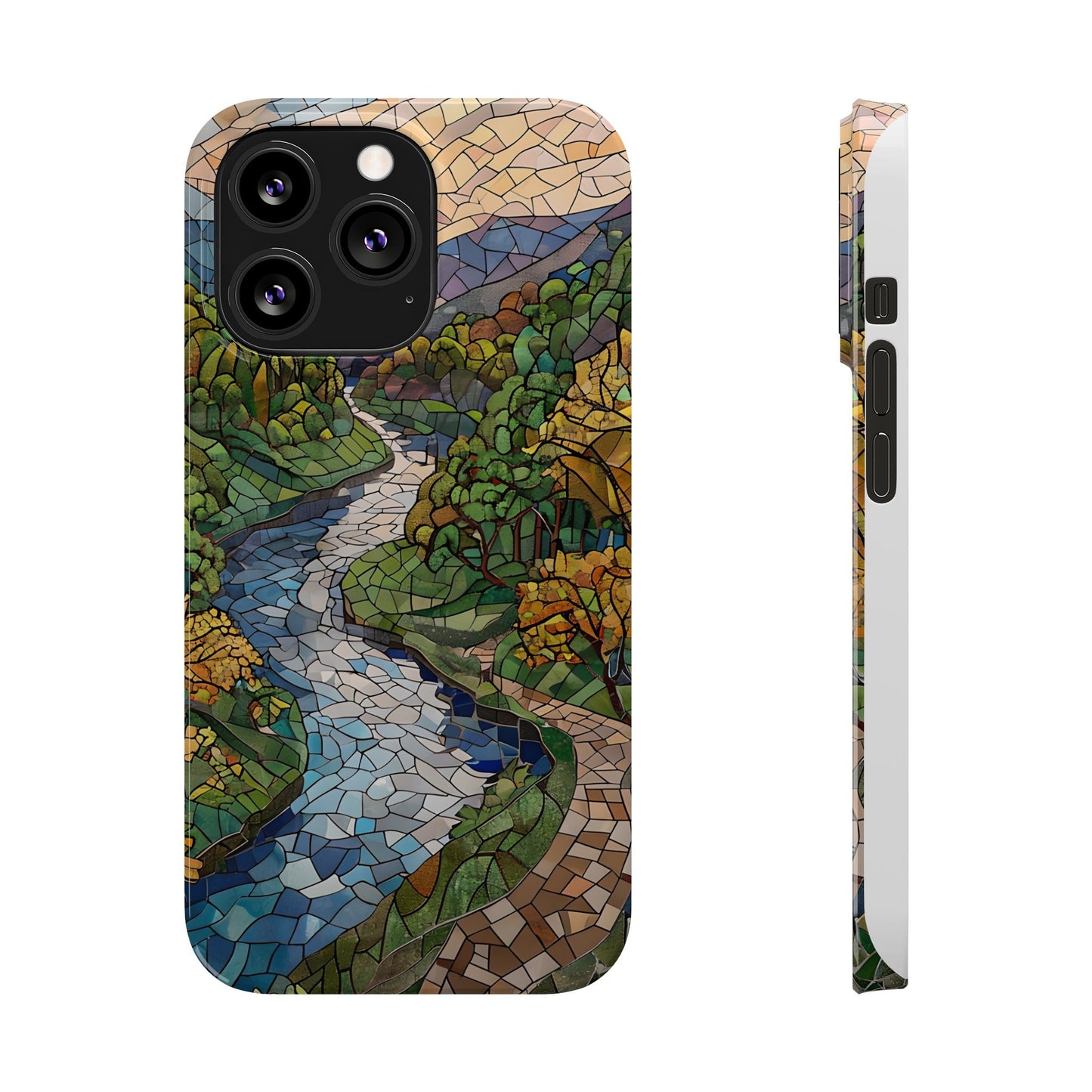 Cuyahoga Valley Mosaic Slim Phone Case, Midwest Forest Art, Scenic Nature Aesthetic, Unique Gift for Nature Lovers