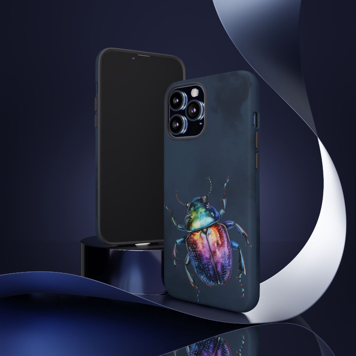 Iridescent Beetle Tough Phone Case - Insect Art Design, Nature-Inspired Pattern, Compatible with iPhone, Galaxy, and Google Phones