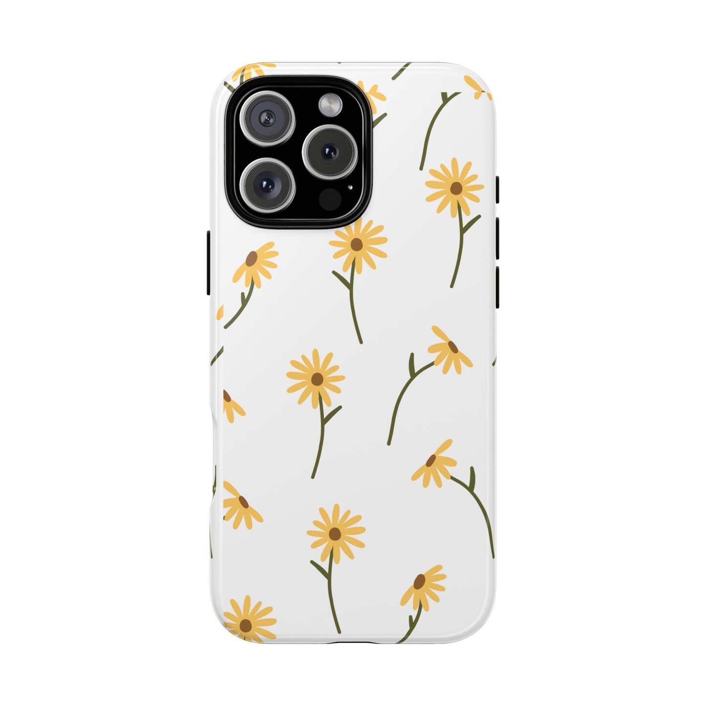 Sunflower Floral Tough Phone Case - Minimal Daisy-Inspired Print, Simple Botanical Aesthetic, Compatible with iPhone, Galaxy, and Google