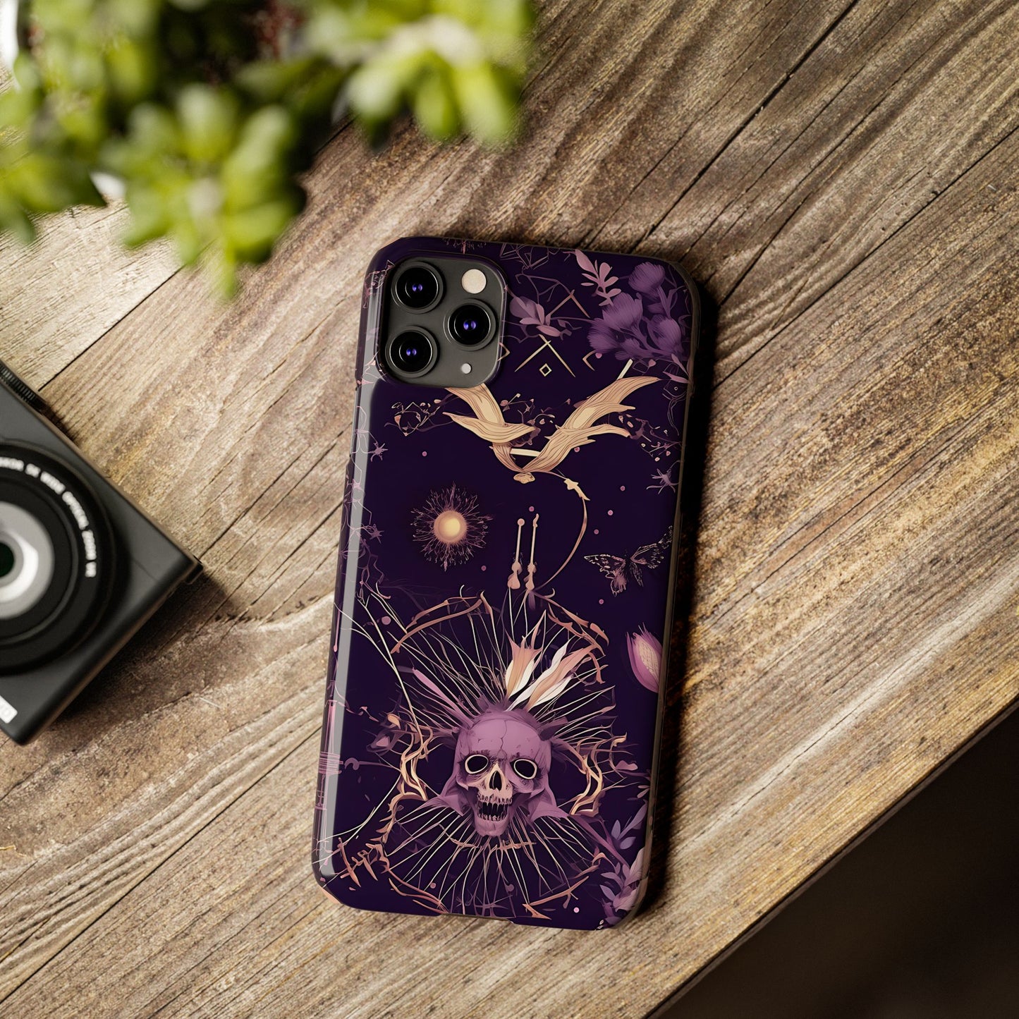 Gothic Floral Slim Phone Cases, Ghostly Style Mobile Cover, Dark Aesthetic Gift, Unique Protective Case, Perfect for Halloween