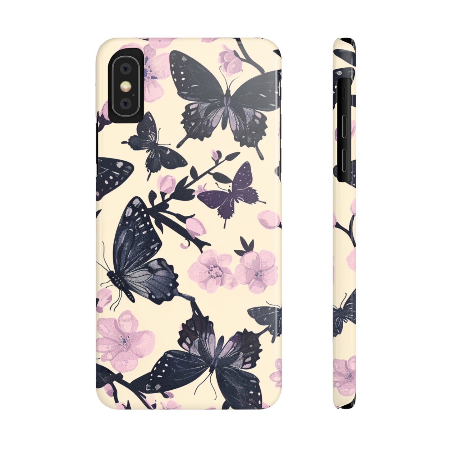 Butterfly Floral Slim Phone Cases, Elegant Butterfly Design, Nature Lover Gift, Phone Accessory, Stylish Cases for Women