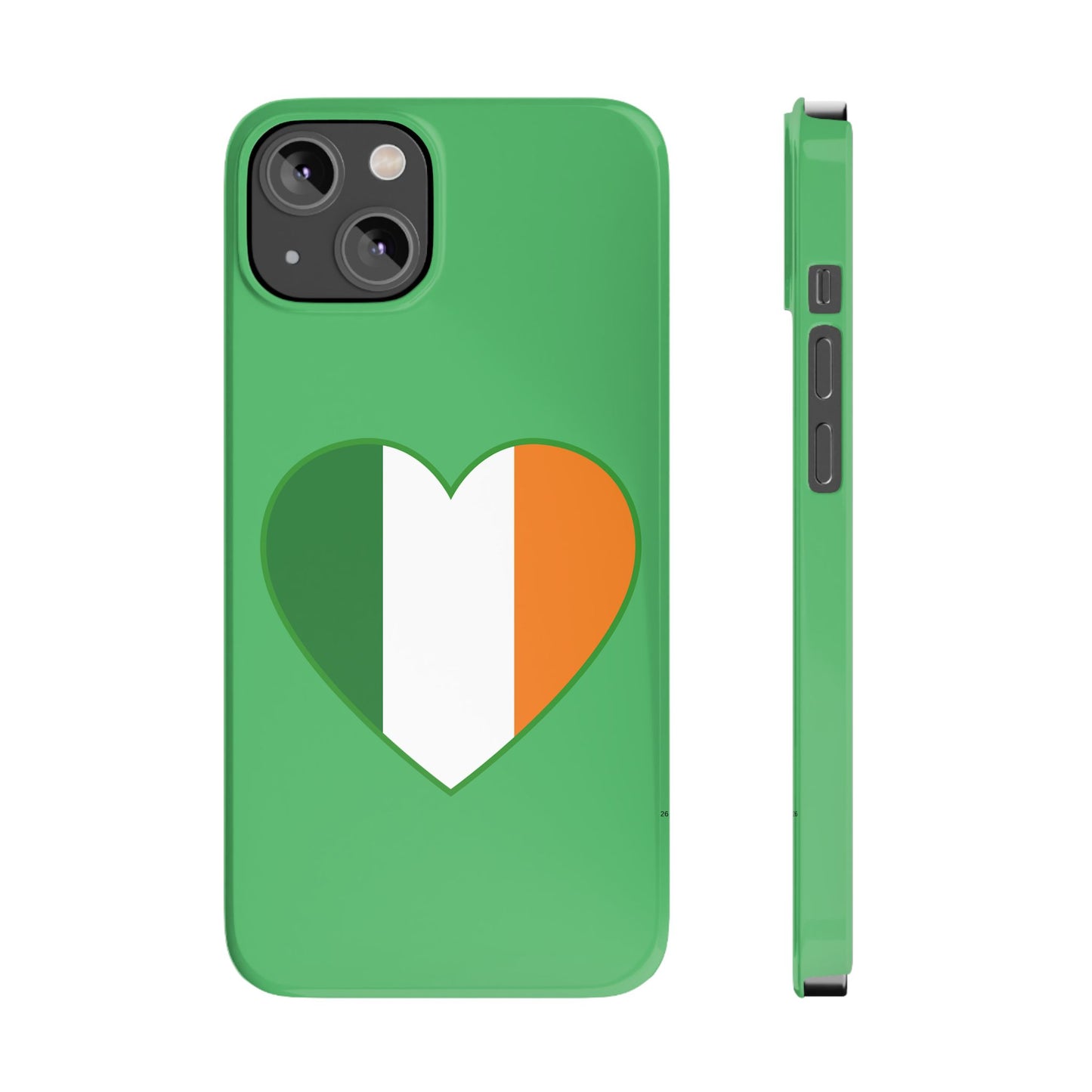 Ireland Heart Flag Slim Phone Case, St. Patrick Design Phone Cover, Compatible with iPhone 17, 16, 15, 14, 13, 12, 11