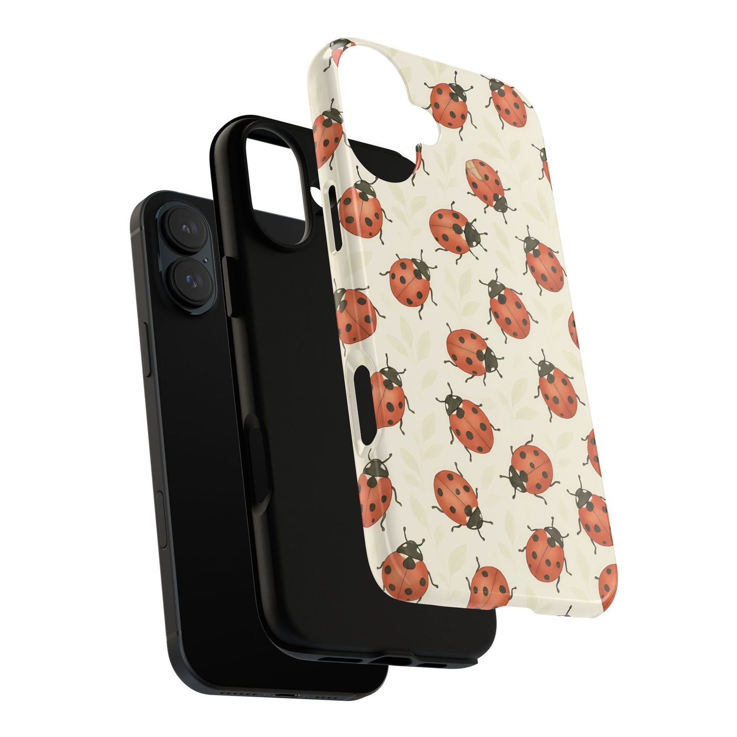 Ladybug Tough Phone Case - Cute Insect Aesthetic, Nature-Inspired Pattern Art, Compatible with iPhone, Galaxy, and Google Phones
