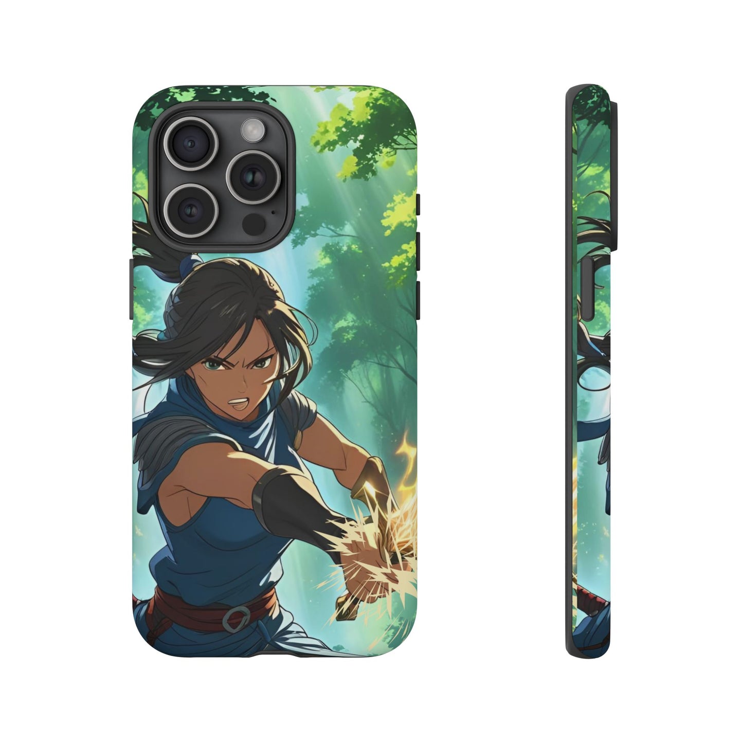 Anime Warrior Girl Tough Phone Case - Japanese Action Aesthetic, Fierce Heroine Design, Compatible with iPhone, Galaxy, and Google Phones