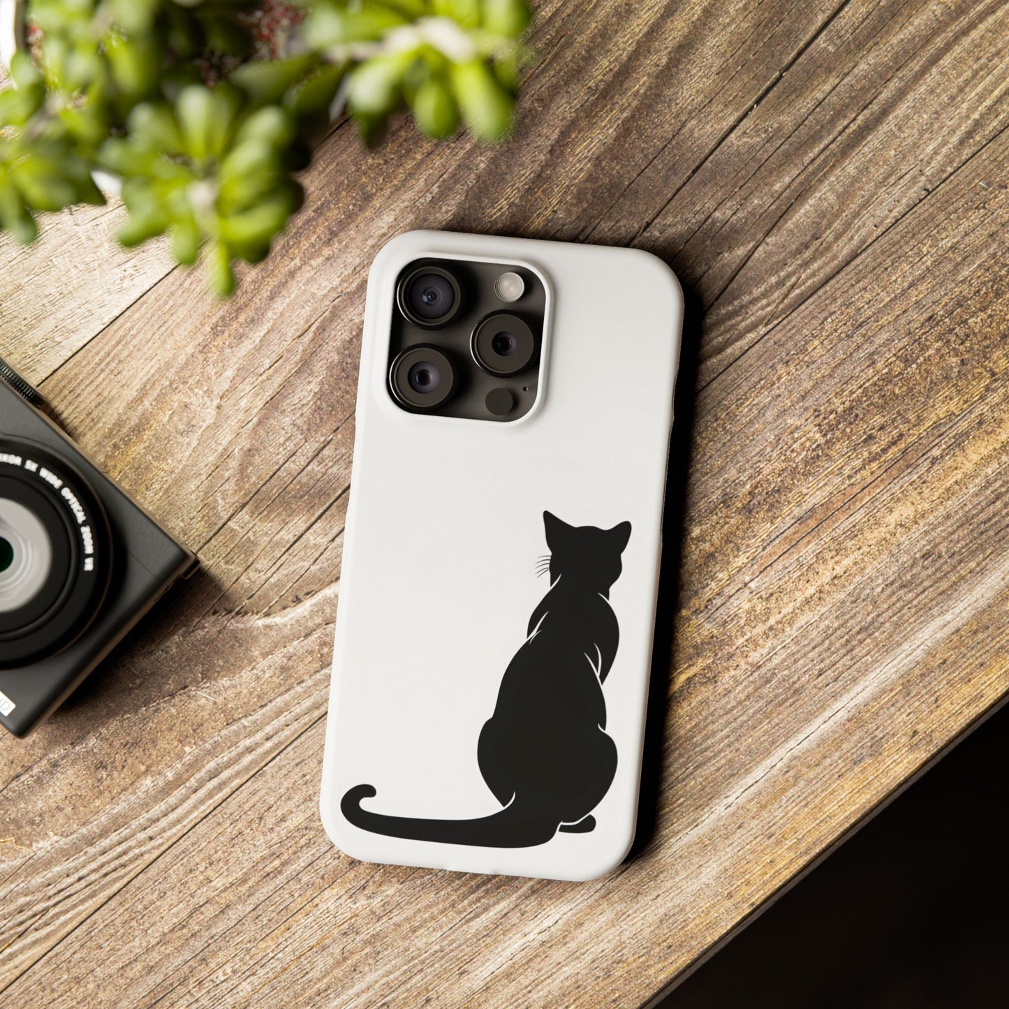 Black Cat Halloween Slim Phone Case Coquette, Creepy Cute Gift for Her, Goth Coquette Spooky Case, Compatible with iPhone, Galaxy, Google
