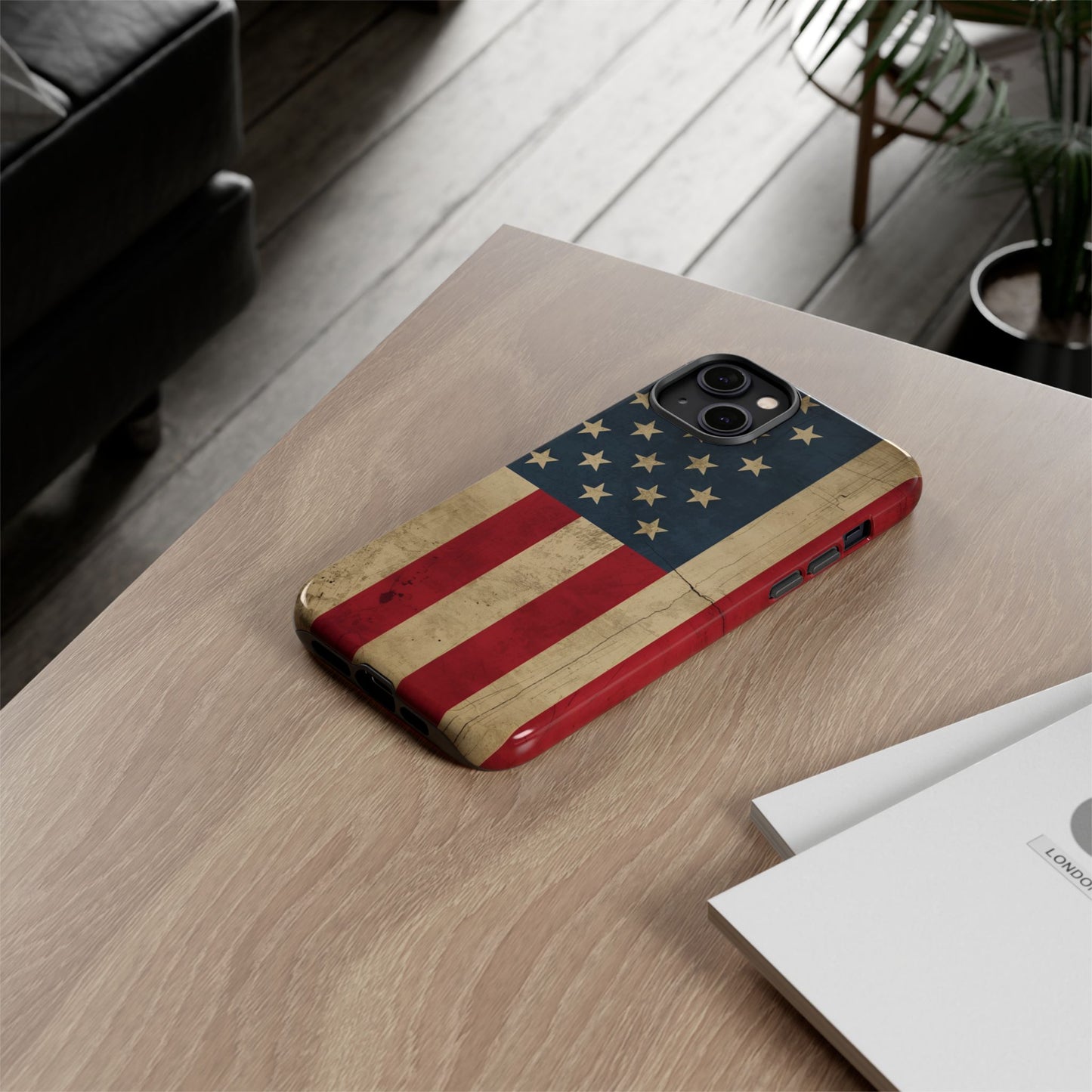 Rustic Flag Tough Phone Case, American Grunge USA Phone Cover, compatible with iPhone 17, 16, 15, 14, 13, Galaxy, Google