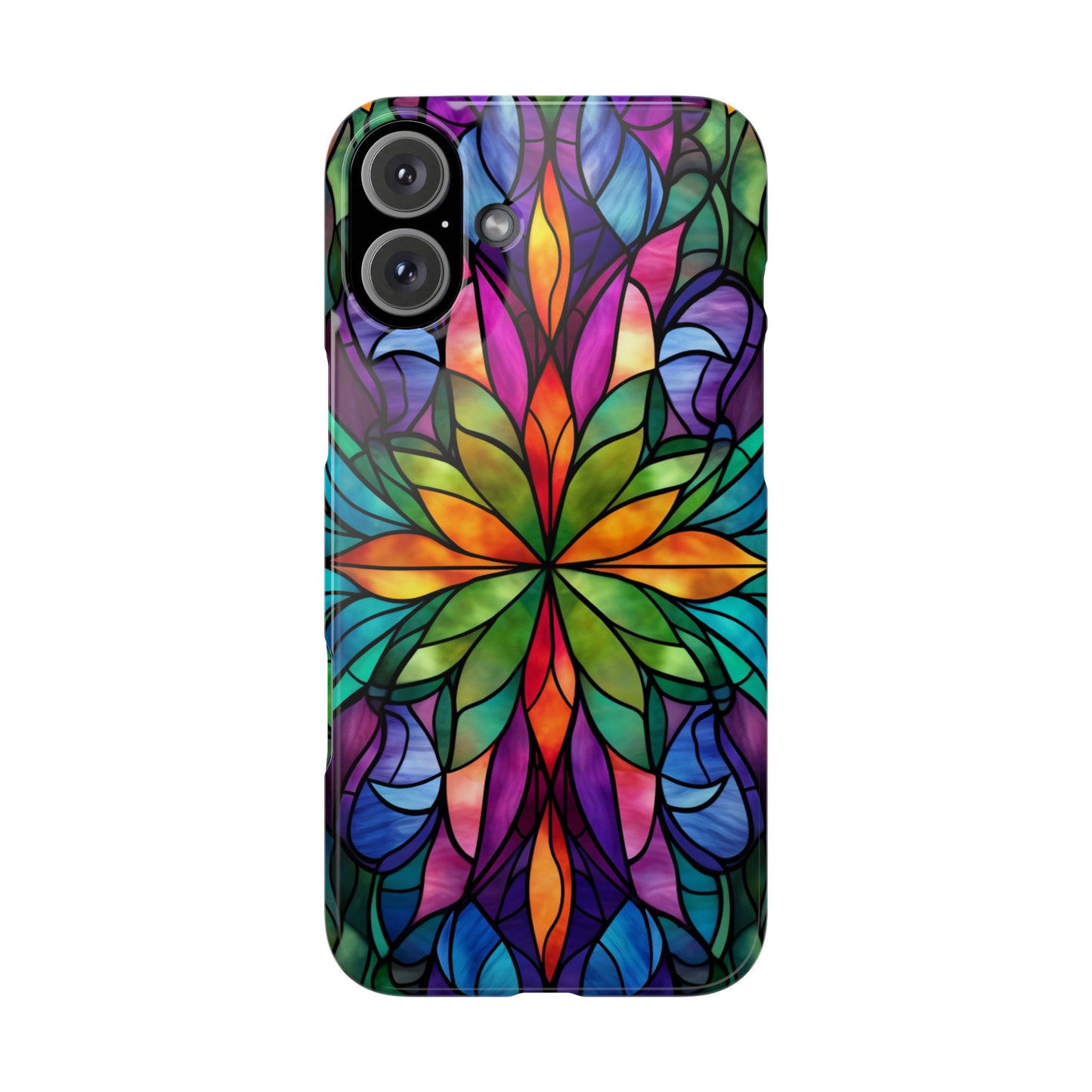 Vibrant Floral Slim Phone Cases, Colorful Cell Phone Cover, Stained Glass Design, Unique Gift for Her, Artistic Accessories, Phone Case