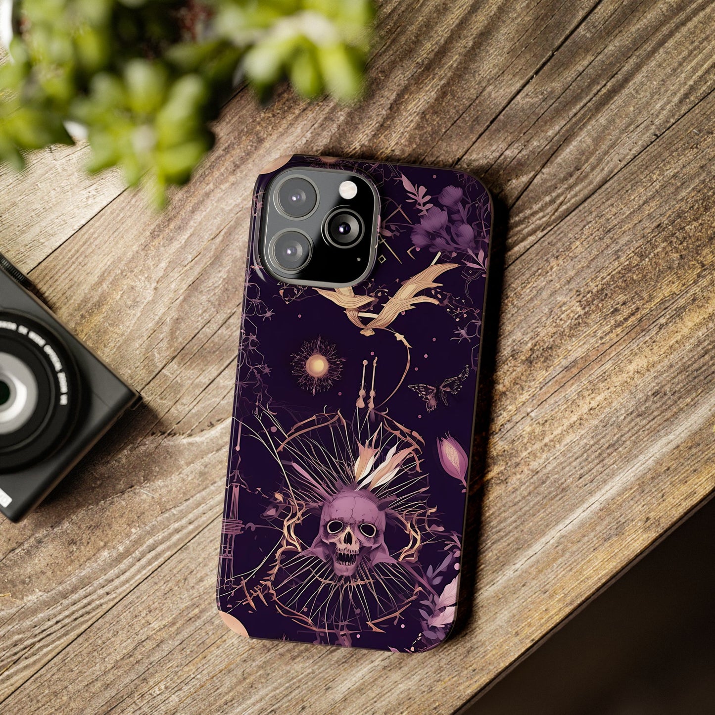 Gothic Floral Slim Phone Cases, Ghostly Style Mobile Cover, Dark Aesthetic Gift, Unique Protective Case, Perfect for Halloween