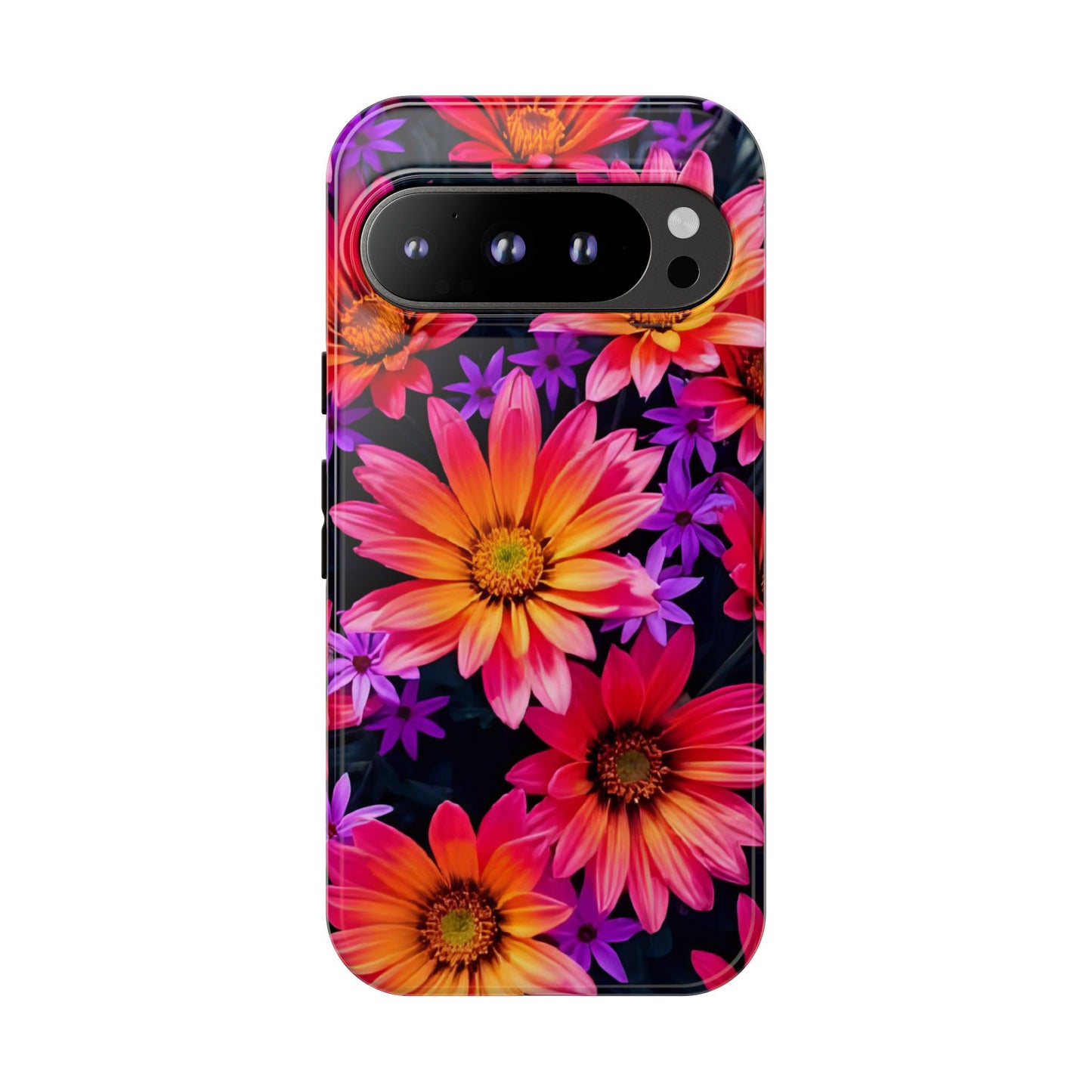 Bold Garden Flower Tough Phone Case - Colorful Floral Print, Bright Botanical Aesthetic, Compatible with iPhone, Galaxy, and Google Phones