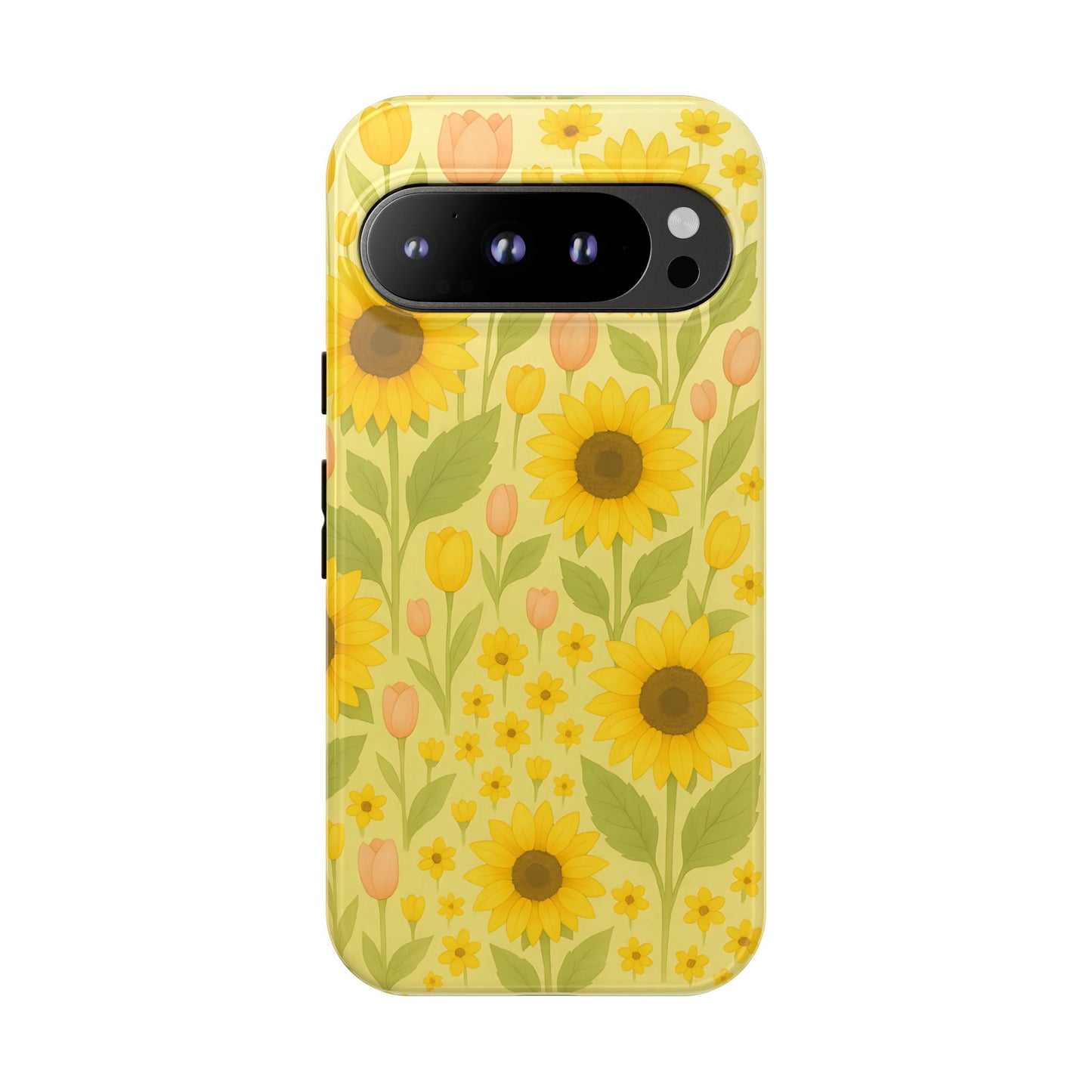 Sunflower Floral Phone Case, Watercolor Botanical Print, Aesthetic Tough Phone Case, Compatible with iPhone, Galaxy, Google