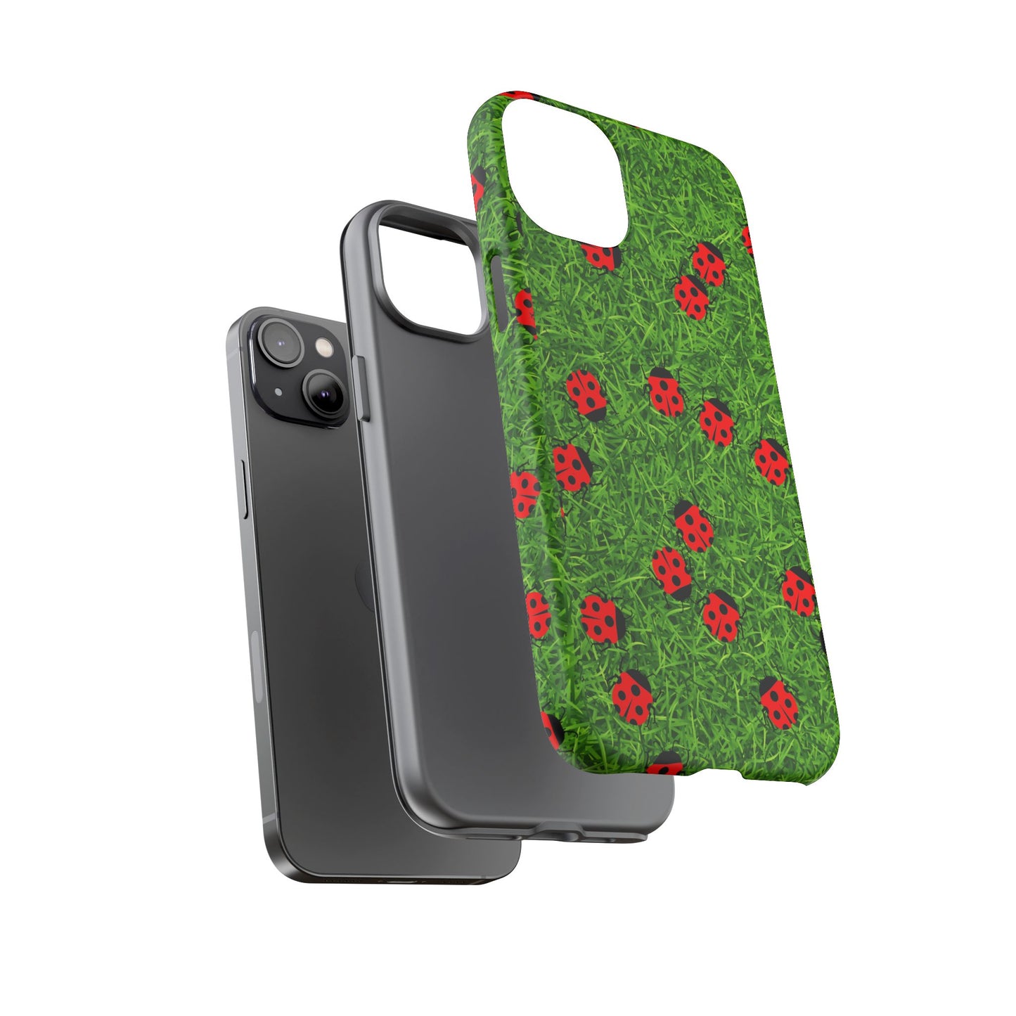 Ladybug Tough Phone Case - Cute Insect Aesthetic, Nature Pattern Art Design, Compatible with iPhone, Galaxy, and Google Phones