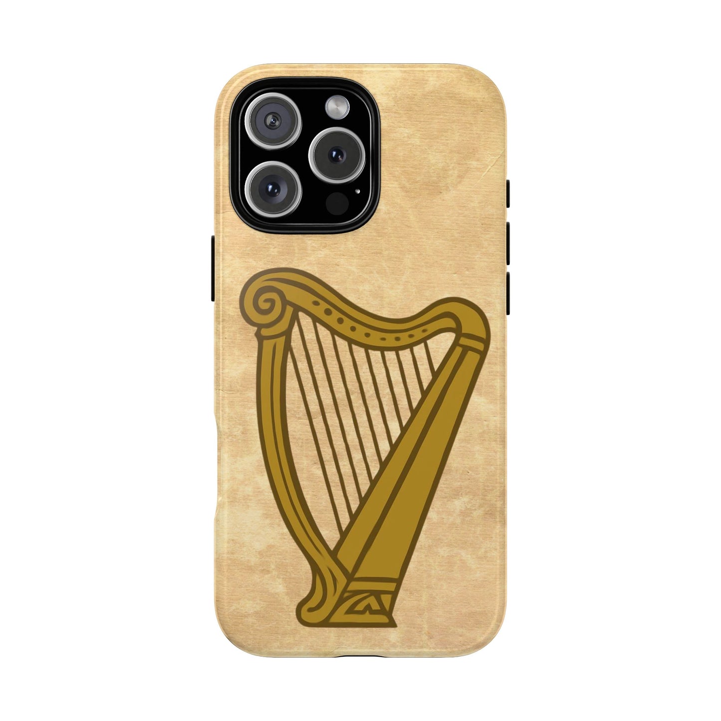 Irish Harp Tough Phone Case Manuscript Celtic Ireland Heritage Symbol Compatible with iPhone 17 16 15 14 13 12 11 Pro Max Galaxy Google Pixel