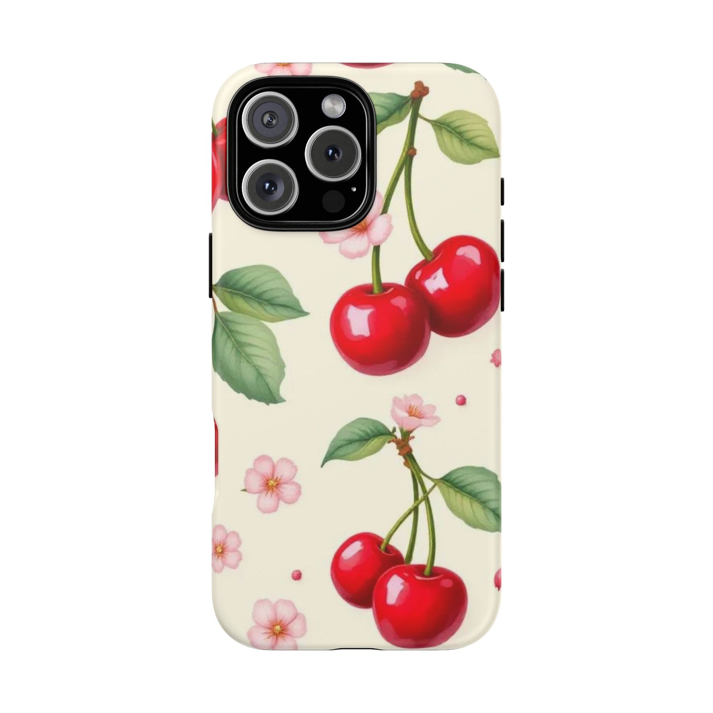 Cherries Coquette Style Tough Case Cute Vintage Aesthetic Phone Cover compatible with iPhone, Samsung, Pixel Coquette Cherry Floral Design