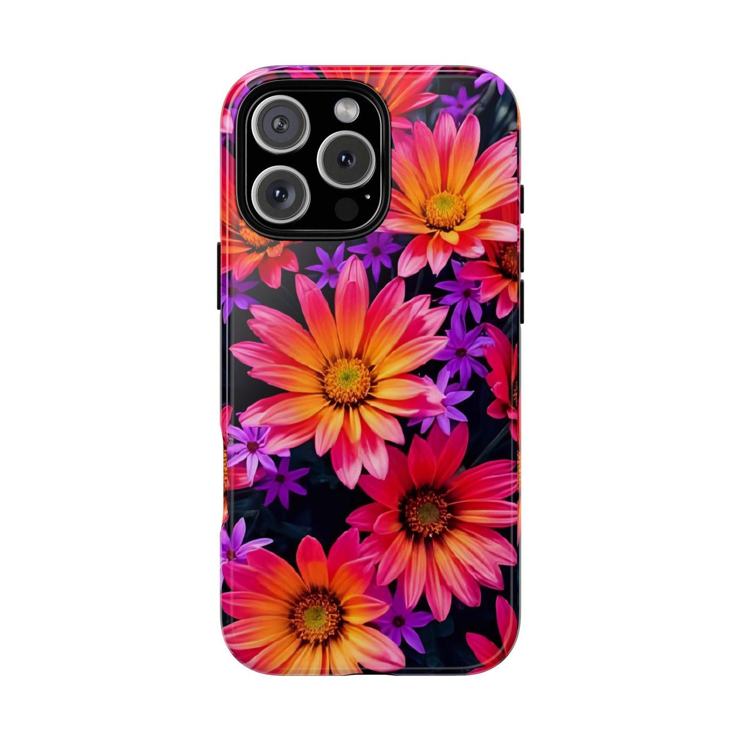 Bold Garden Flower Tough Phone Case - Colorful Floral Print, Bright Botanical Aesthetic, Compatible with iPhone, Galaxy, and Google Phones