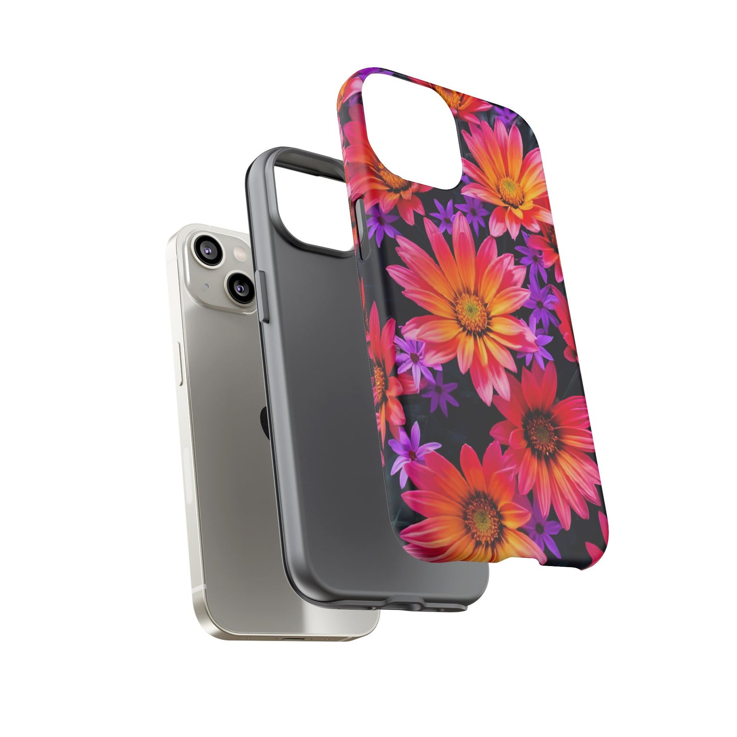 Bold Garden Flower Tough Phone Case - Colorful Floral Print, Bright Botanical Aesthetic, Compatible with iPhone, Galaxy, and Google Phones