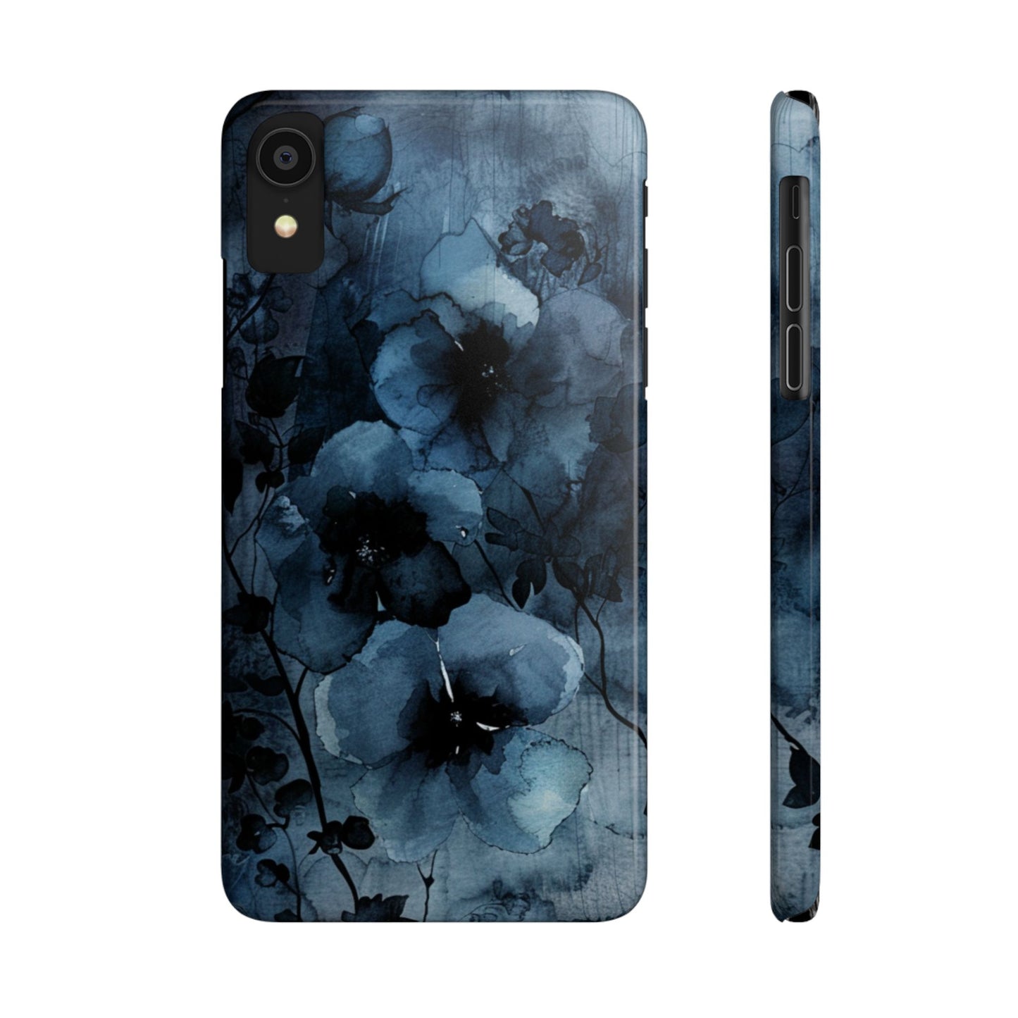 Elegant Floral Slim Phone Cases | Trendy Phone Cover, Blue Flower Design, Gift for Her, Stylish Mobile Case, Floral Accessories