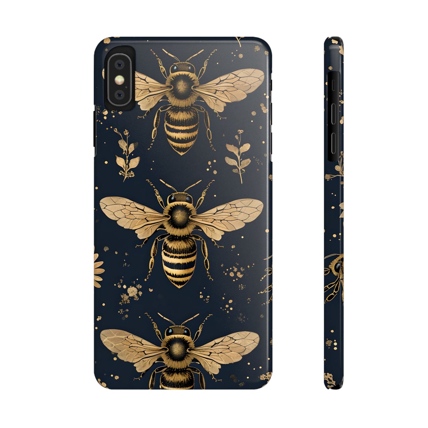 Golden Bee Slim Phone Case | Nature Lover Gift | Floral Print Design | Eco-Friendly Accessory | Ideal for Birthdays, Holidays