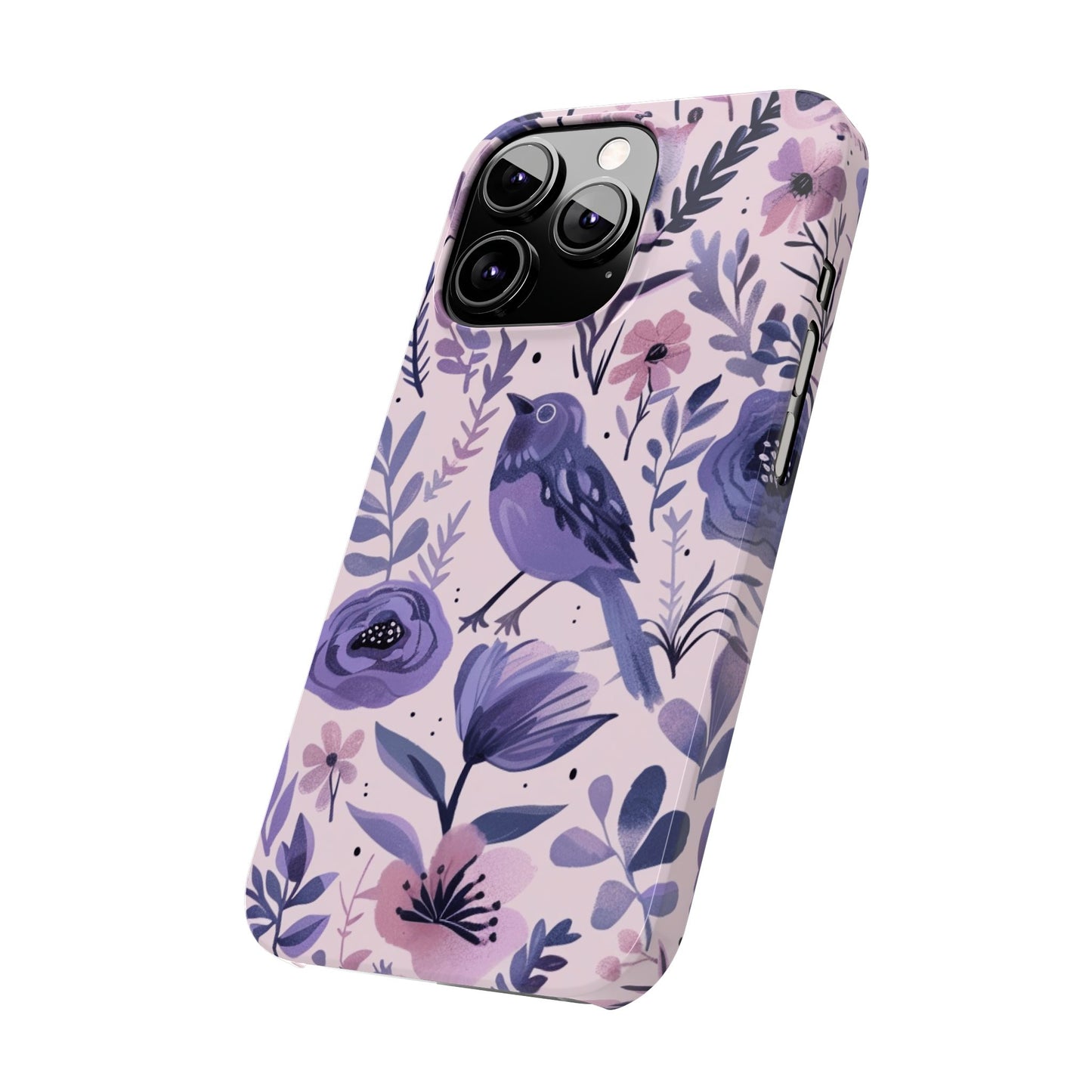 Floral Bird Slim Phone Case, Elegant Phone Cover, Cute Gift for Bird Lovers, Spring Vibes, Nature-Inspired