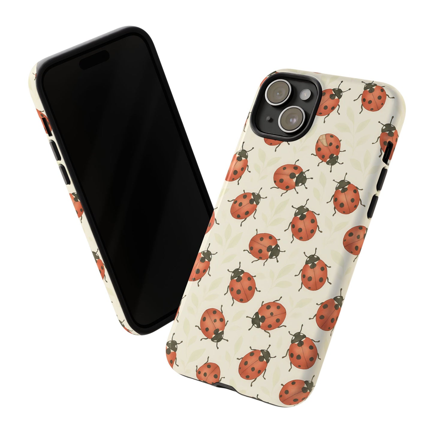 Ladybug Tough Phone Case - Cute Insect Aesthetic, Nature-Inspired Pattern Art, Compatible with iPhone, Galaxy, and Google Phones