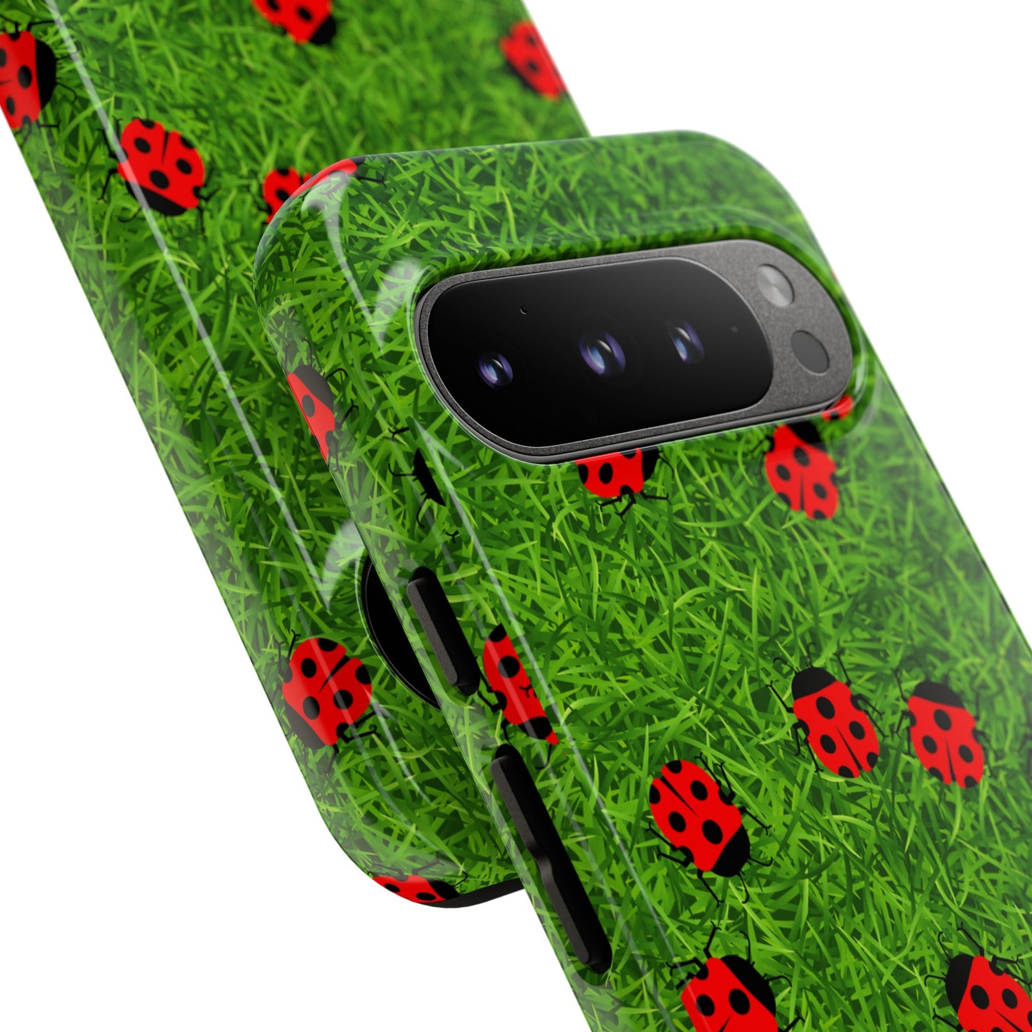 Ladybug Tough Phone Case - Cute Insect Aesthetic, Nature Pattern Art Design, Compatible with iPhone, Galaxy, and Google Phones