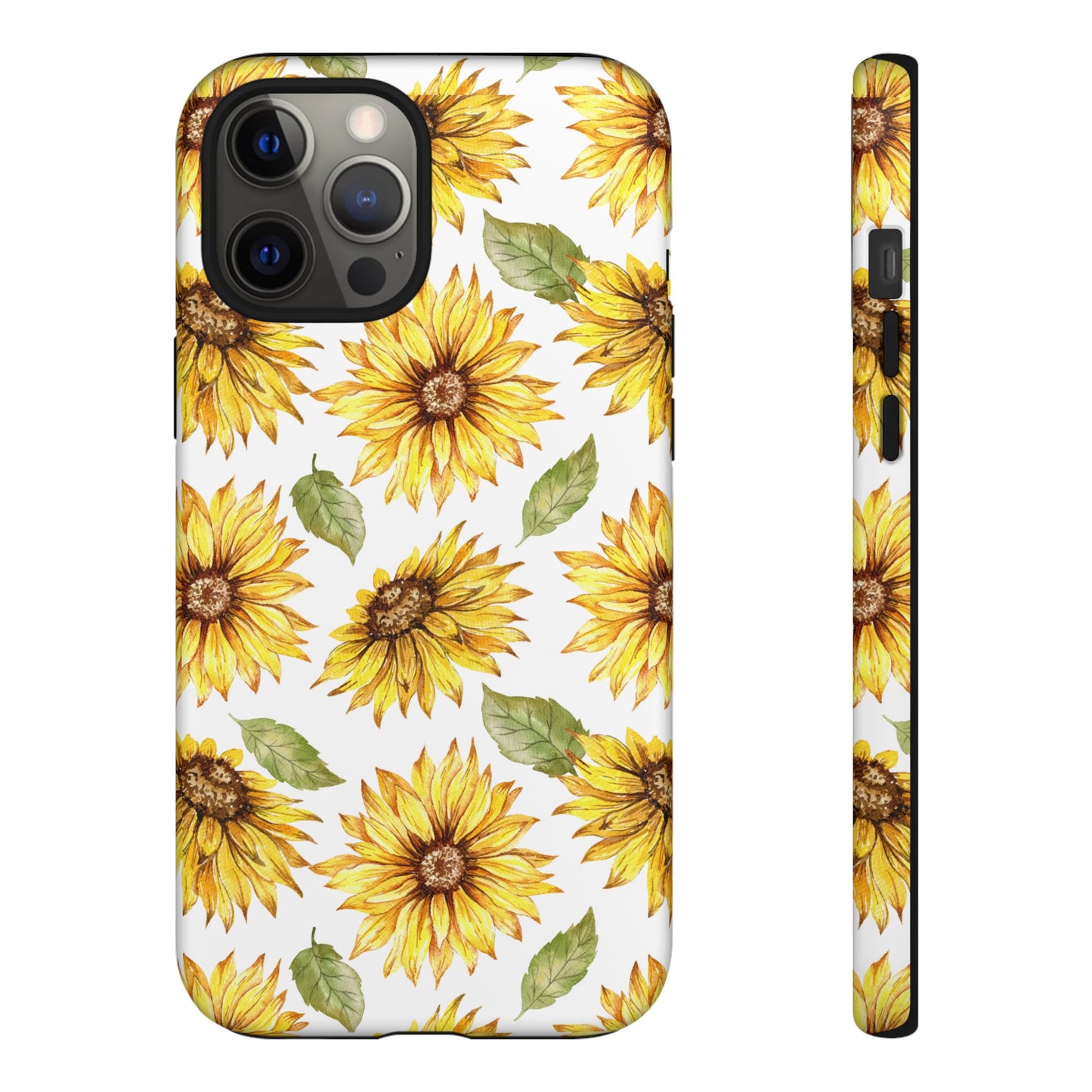 Sunflower Floral Tough Phone Case - Watercolor Botanical Print, Bright Nature Aesthetic, Compatible with iPhone, Galaxy, and Google Phones