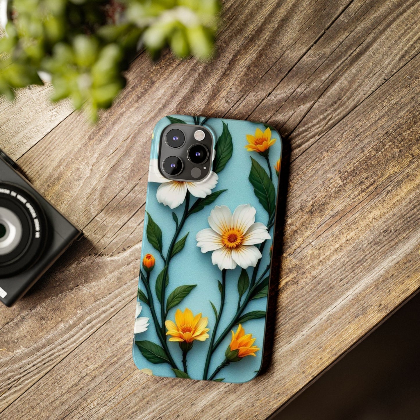 Floral Slim Phone Case - Colorful Flower Design, Elegant Phone Cover, Spring Accessories, Gift Idea for Her, Trendy Cell Phone Case
