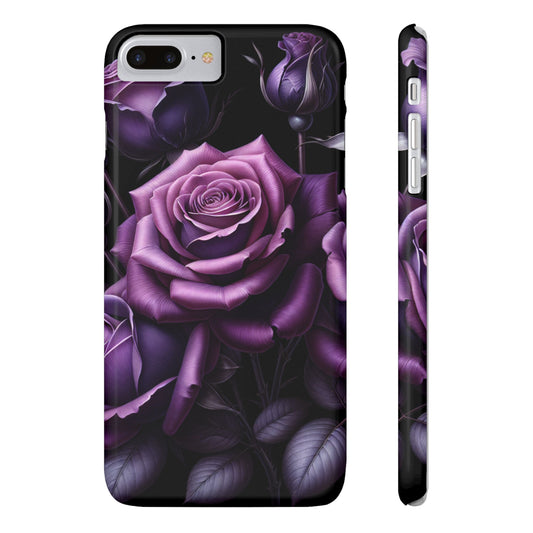 Purple Rose Slim Phone Cases, Floral Phone Cover, Elegant Smartphone Case, Gift for Her, Mother's Day Accessories