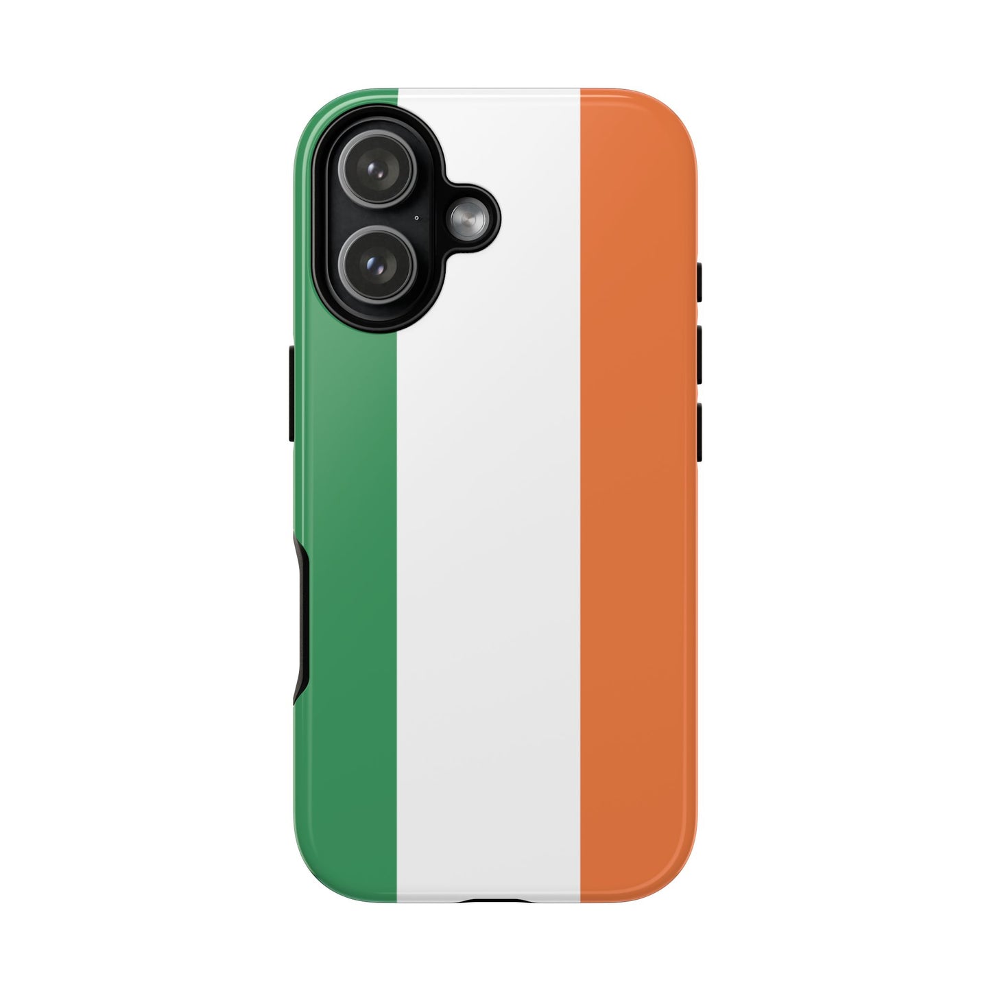 Tough Case Ireland Flag Design Phone Cover Compatible with iPhone 17, 16, 15, 14, 13, Galaxy, Google, Irish Tricolor Green White Orange
