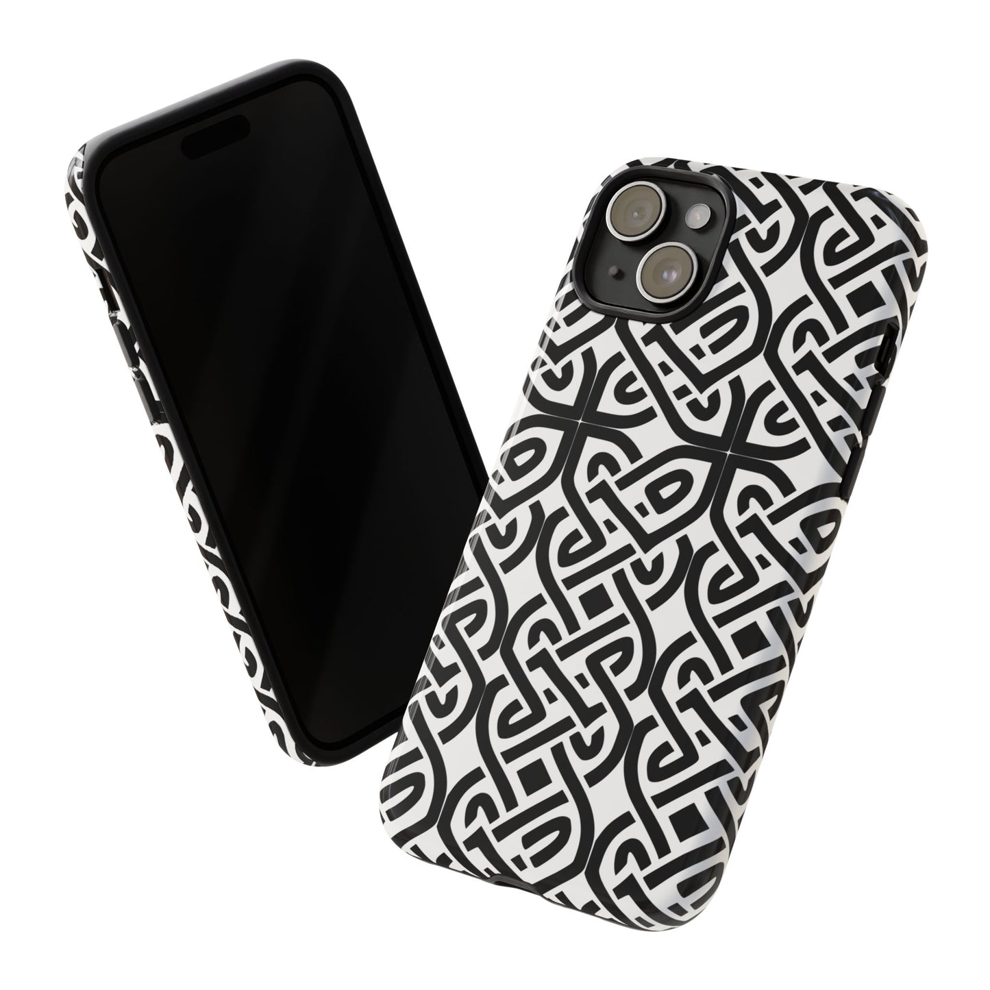 Tough Case Celtic Knot Black and White Pattern Phone Cover Compatible with iPhone 17, 16, 15, 14, 13, Galaxy, Google, Irish Heritage Design