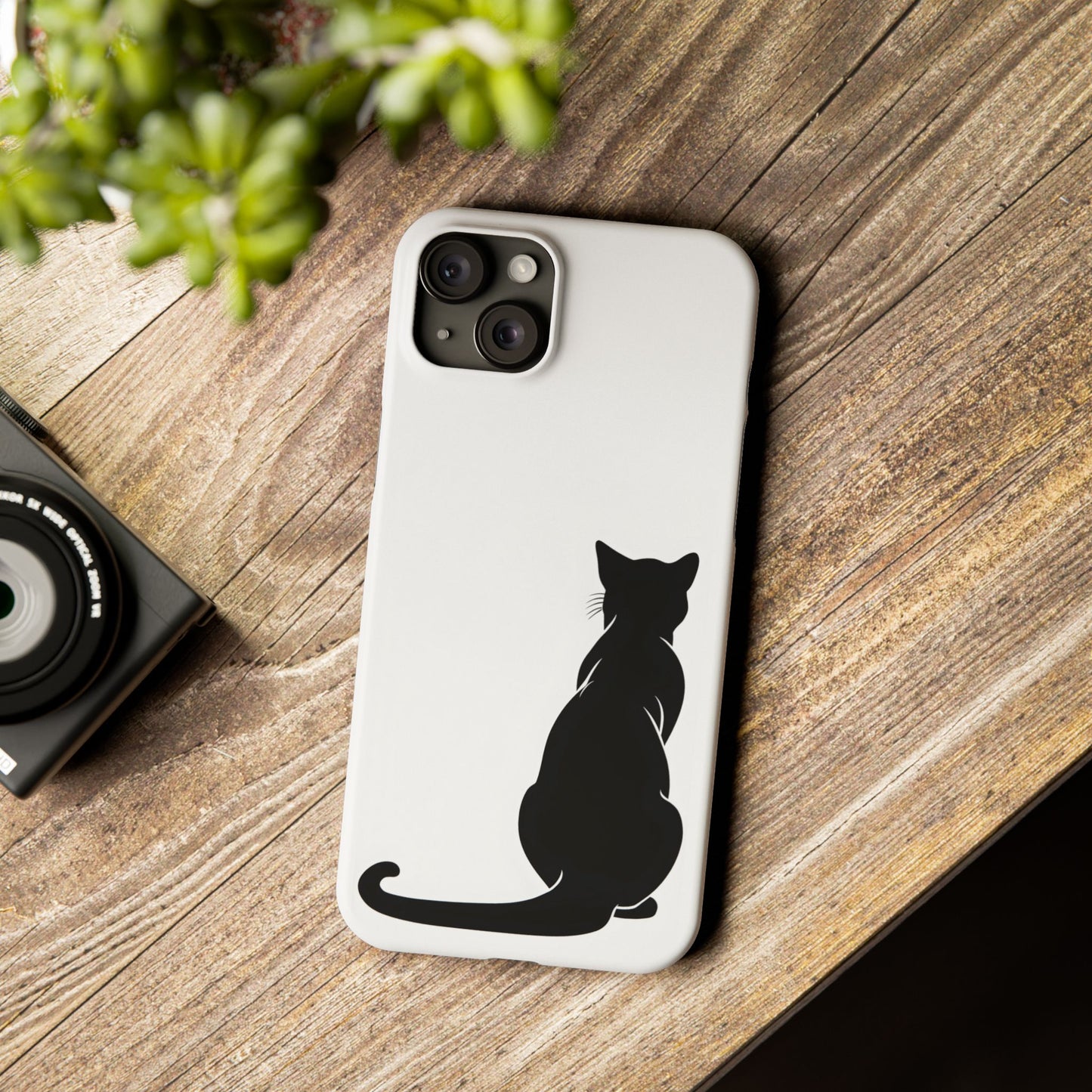 Black Cat Halloween Slim Phone Case Coquette, Creepy Cute Gift for Her, Goth Coquette Spooky Case, Compatible with iPhone, Galaxy, Google