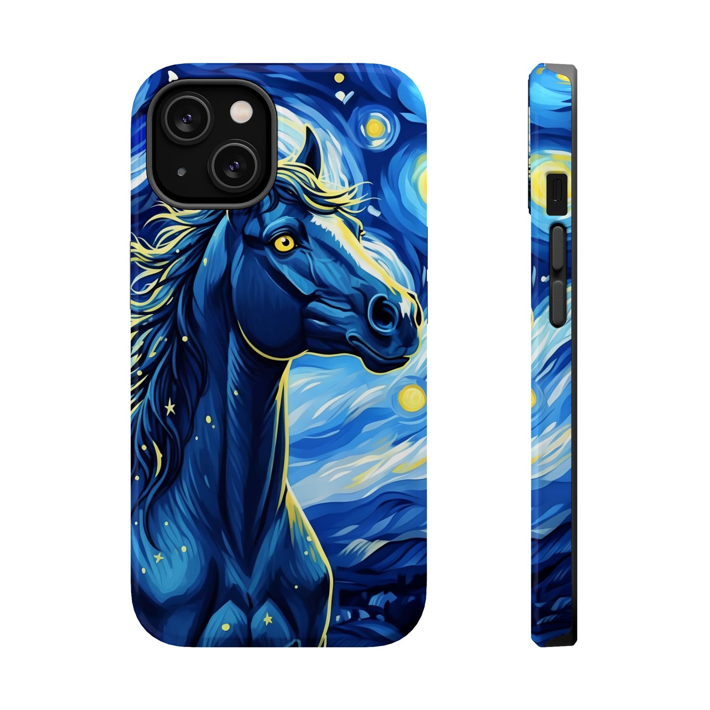Year of the Horse Magnetic Phone Case Chinese Zodiac Blue Horse Art Design Compatible with iPhone 17 16 15 14 13