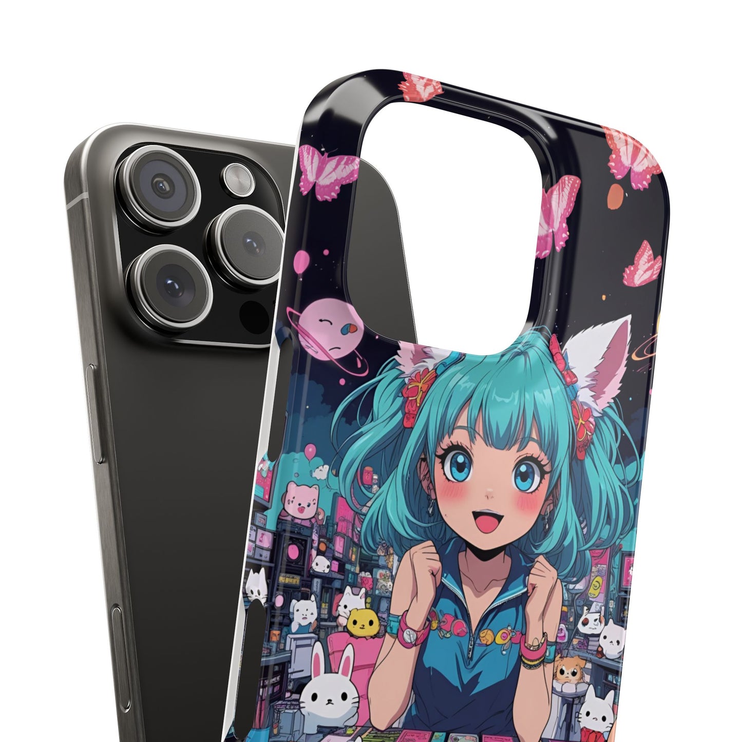 Y2K Anime Girl Slim Phone Case, Kawaii Vaporwave Style, Cute Maximalist Aesthetic, Anime Design, Slim Protection, Aesthetic Accessory