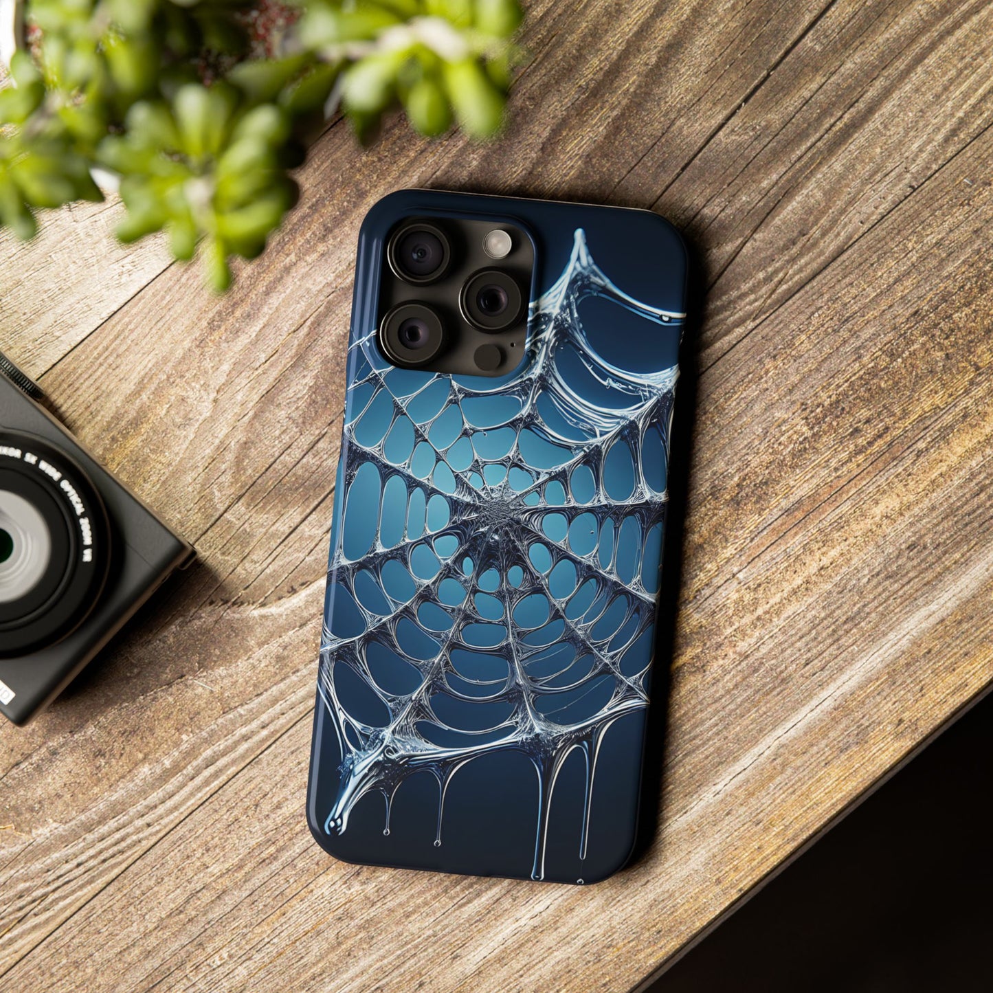 Spider Web Slim Phone Case - Artistic Design for Halloween, Unique Gift, Phone Accessories, Trendy Tech Style, Eco-Friendly Case