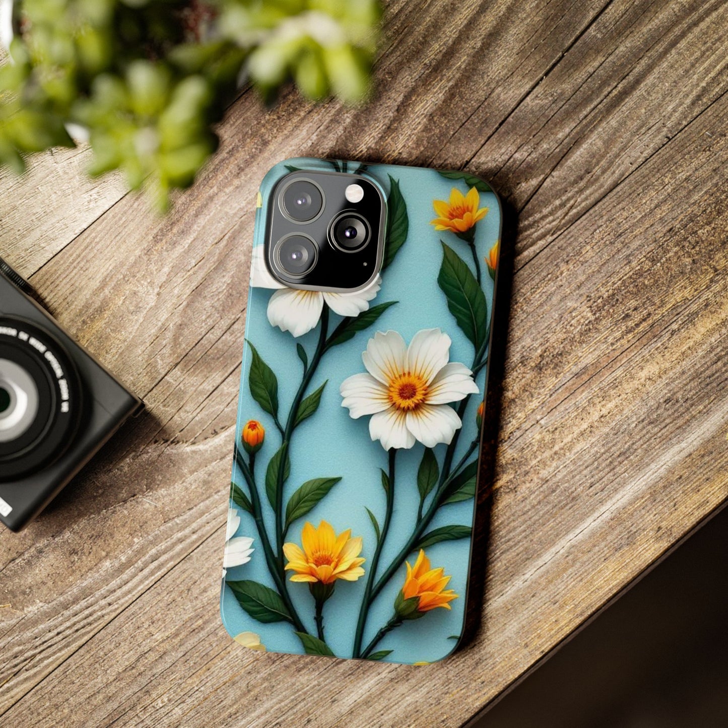 Floral Slim Phone Case - Colorful Flower Design, Elegant Phone Cover, Spring Accessories, Gift Idea for Her, Trendy Cell Phone Case