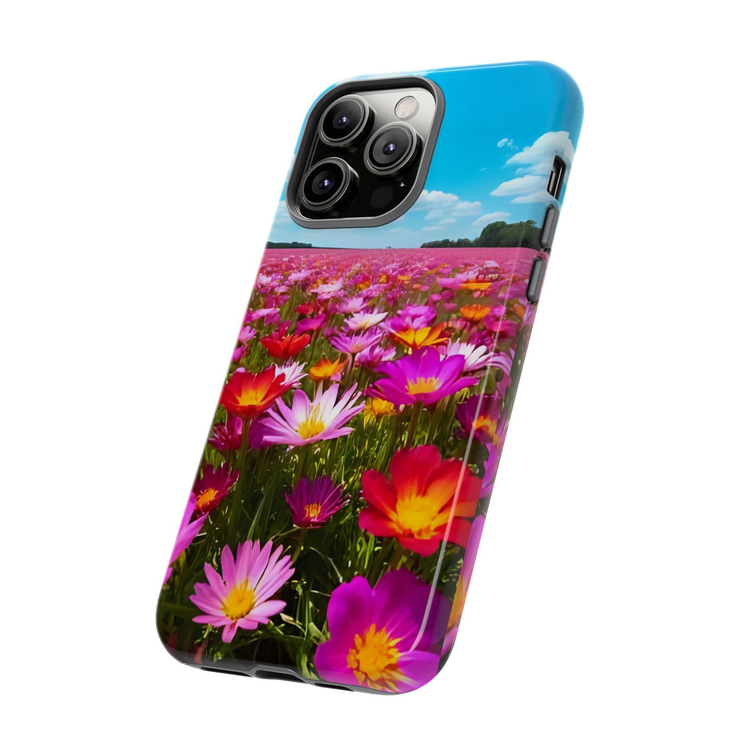 Flower Field Tough Phone Case - Wildflower Meadow Print, Colorful Nature Aesthetic, Compatible with iPhone, Galaxy, and Google Phones